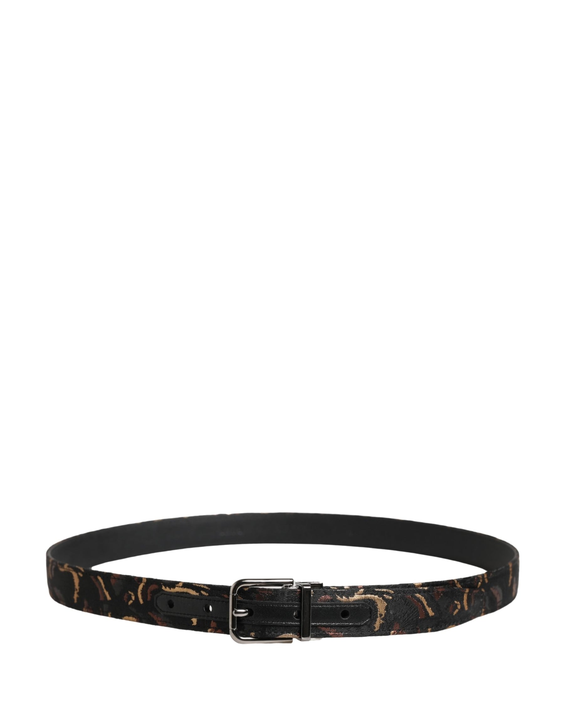 Dolce & Gabbana Multicolor Jacquard Silver Metal Buckle Belt | Regal Royce