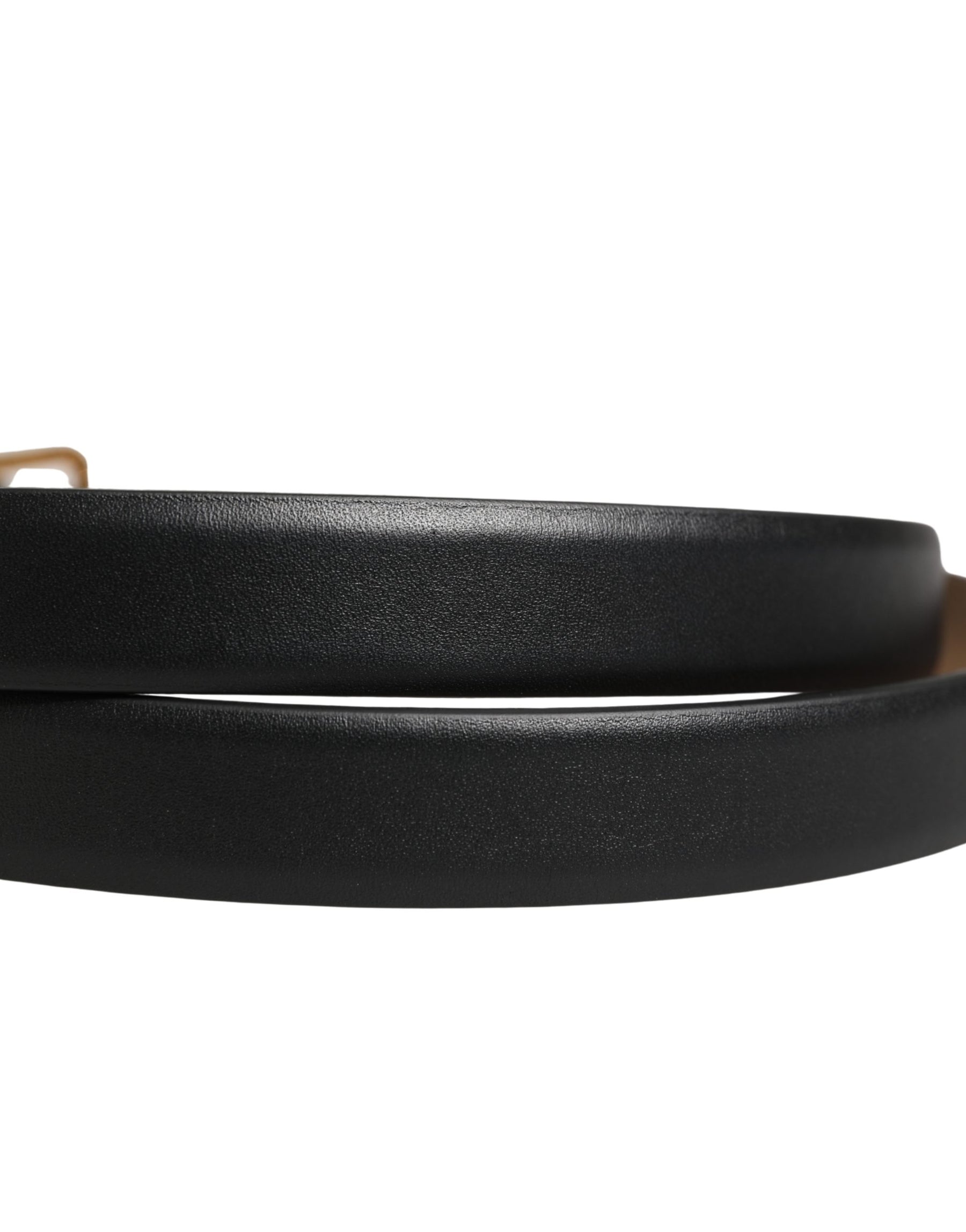 Dolce & Gabbana Black Classic Leather Gold Metal Buckle Belt | Regal Royce