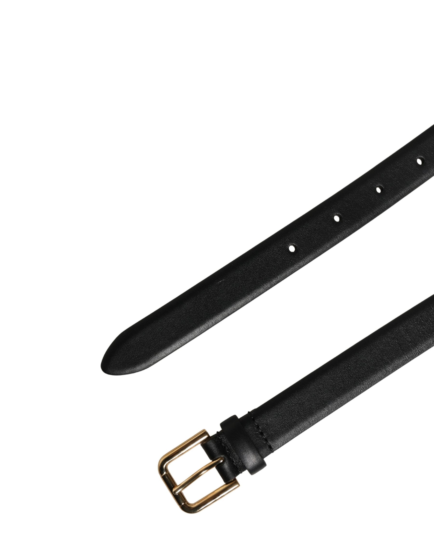 Dolce & Gabbana Black Classic Leather Gold Metal Buckle Belt | Regal Royce