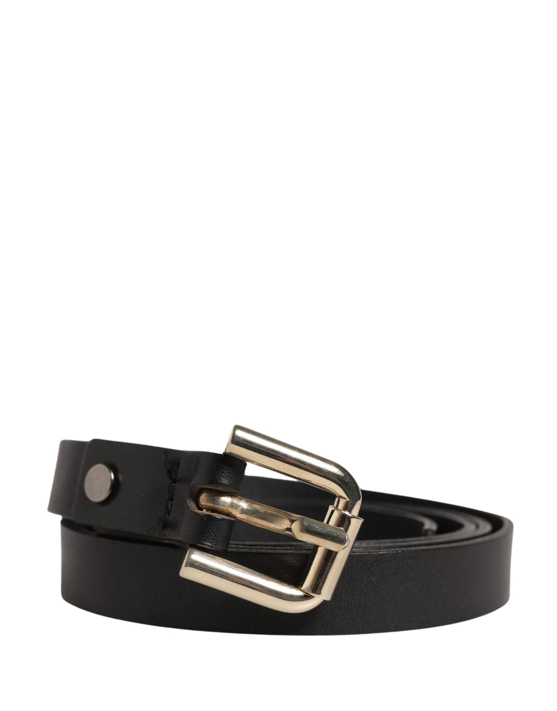 GF Ferre Black Leather Slim Gold Tone Buckle Waist Men Belt | Regal Royce