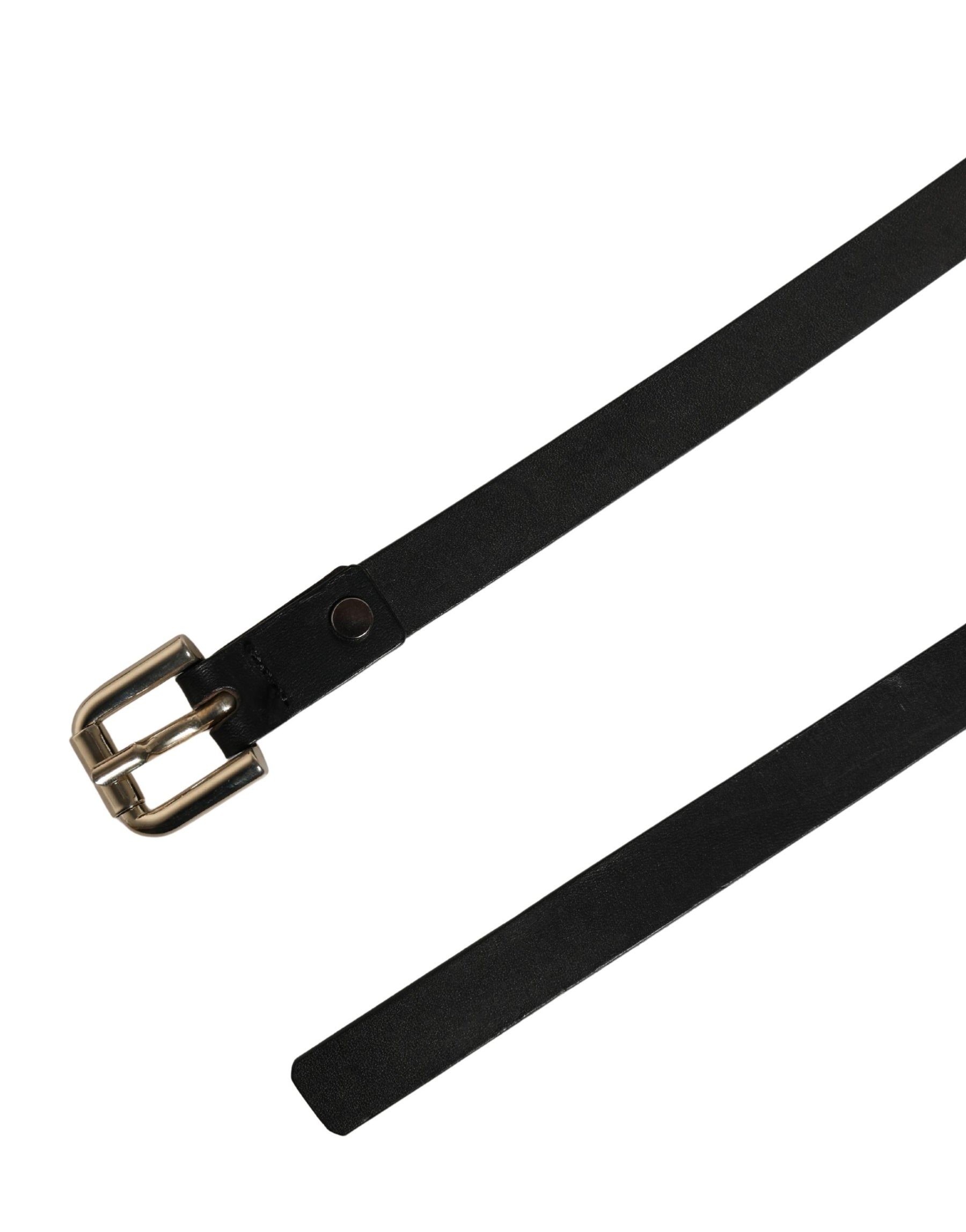 GF Ferre Black Leather Slim Gold Tone Buckle Waist Men Belt | Regal Royce