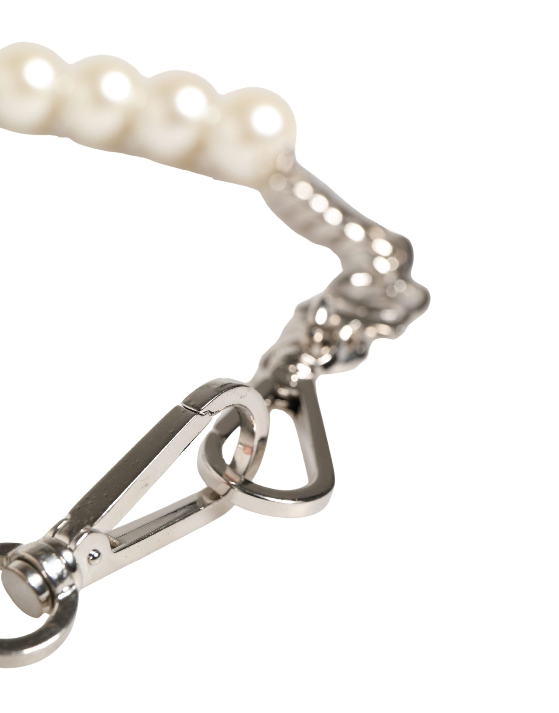 Dolce & Gabbana Black Leather Silver Chain Bag Accessory Shoulder Strap | Regal Royce