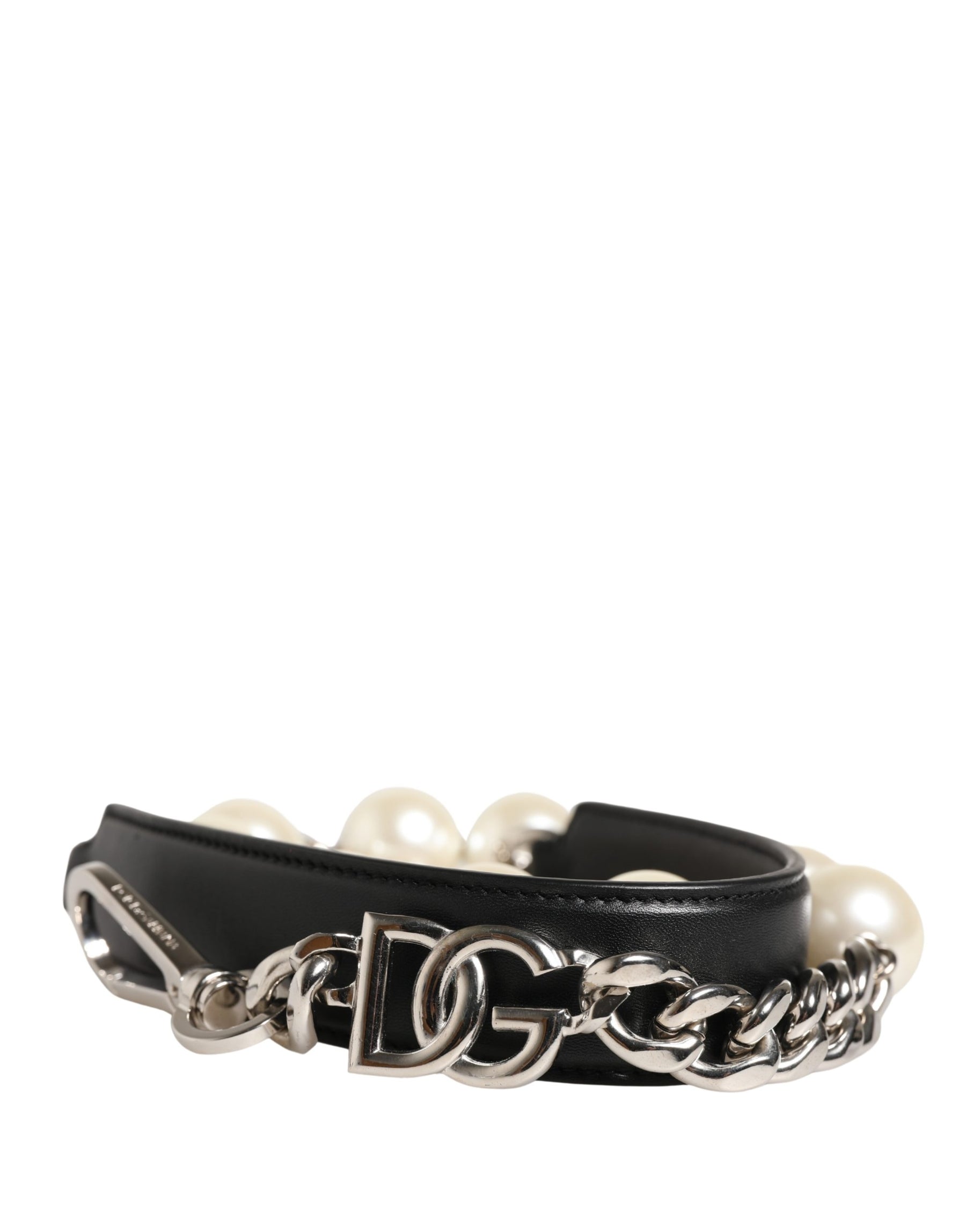 Dolce & Gabbana Black Leather Silver Chain Bag Accessory Shoulder Strap | Regal Royce