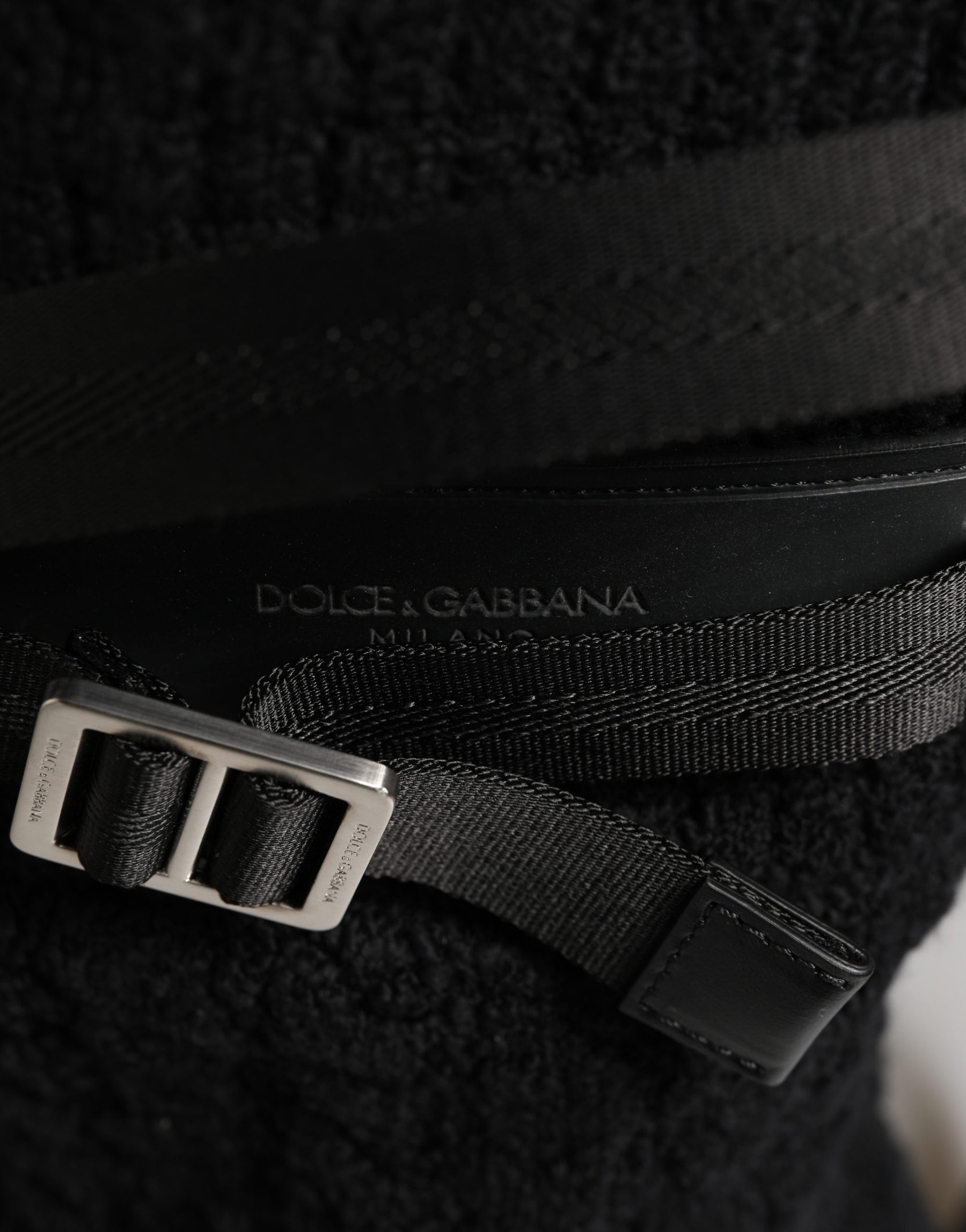 Dolce & Gabbana Black Tricot Wool Blend Duffel Backpack Travel Borse Bag | Regal Royce