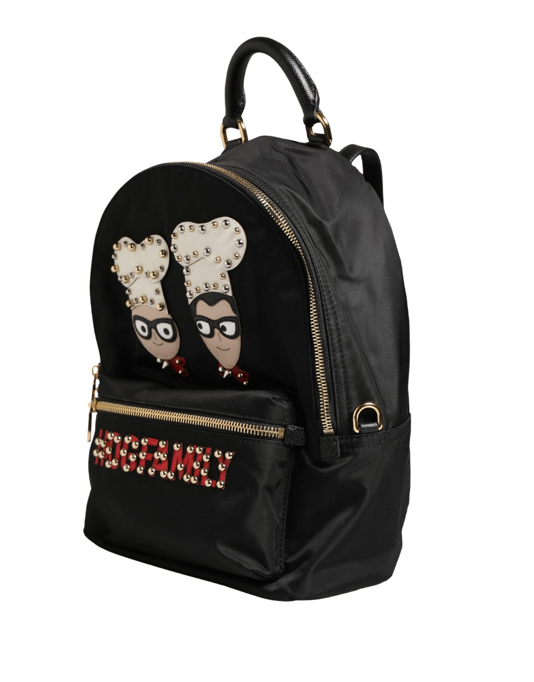 Dolce & Gabbana VULCANO Black Nylon #DGFAMILY Embellished Backpack Bag | Regal Royce