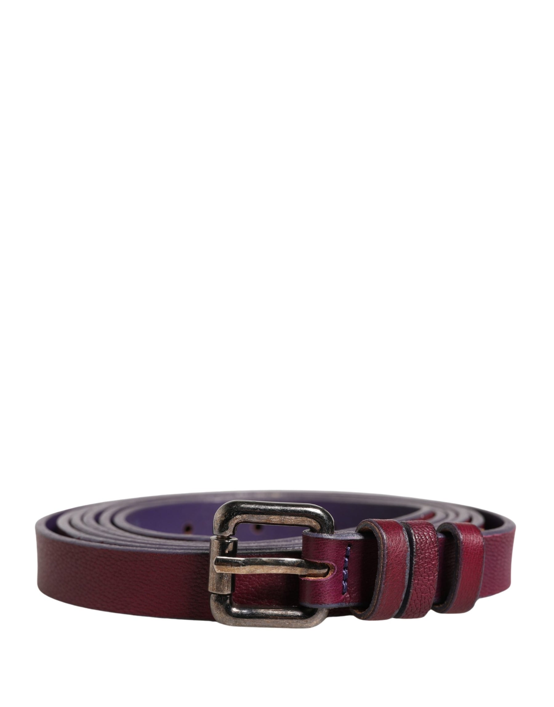 GF Ferre Maroon Leather Silver Metal Buckle Waist Women Belt | Regal Royce