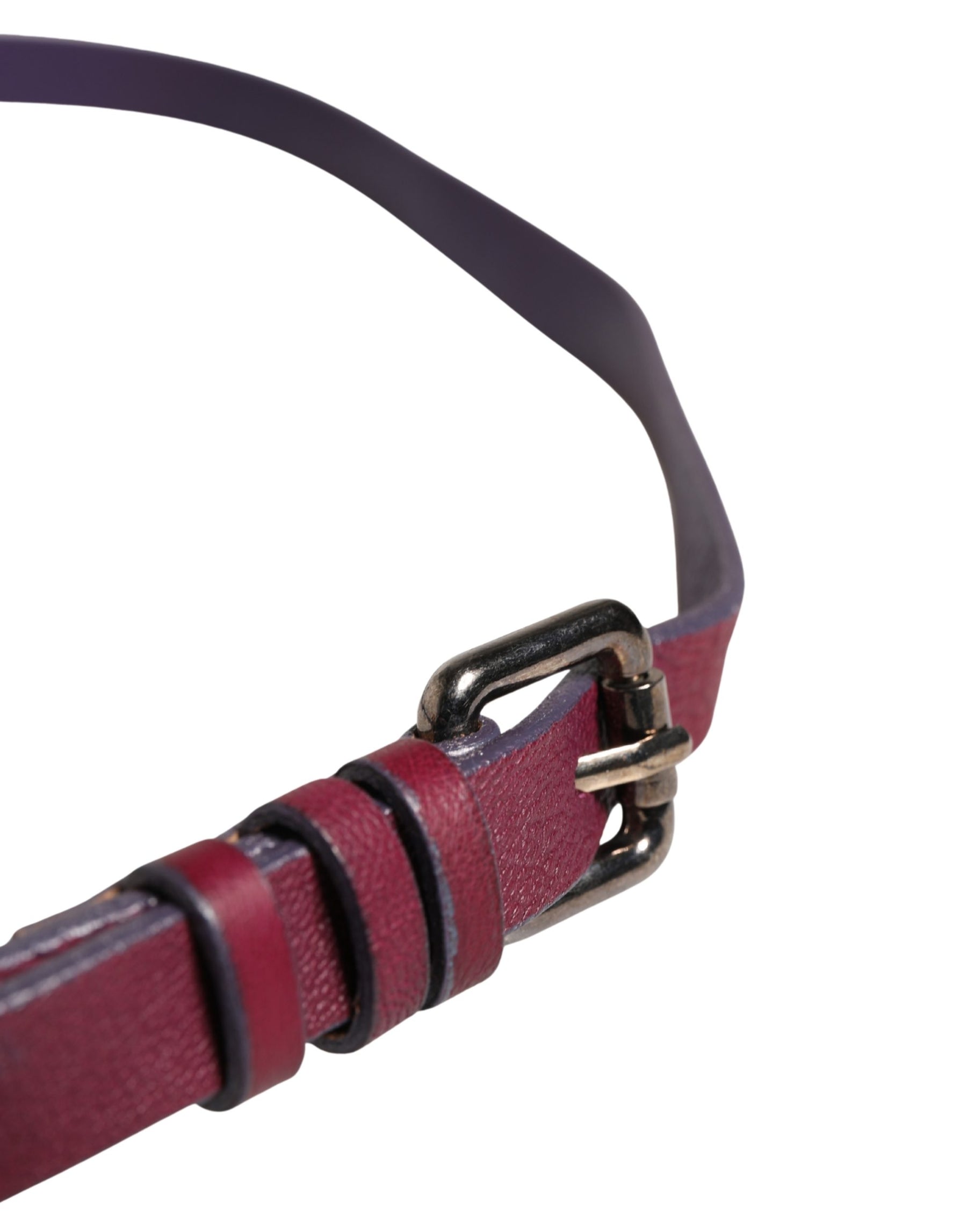 GF Ferre Maroon Leather Silver Metal Buckle Waist Women Belt | Regal Royce