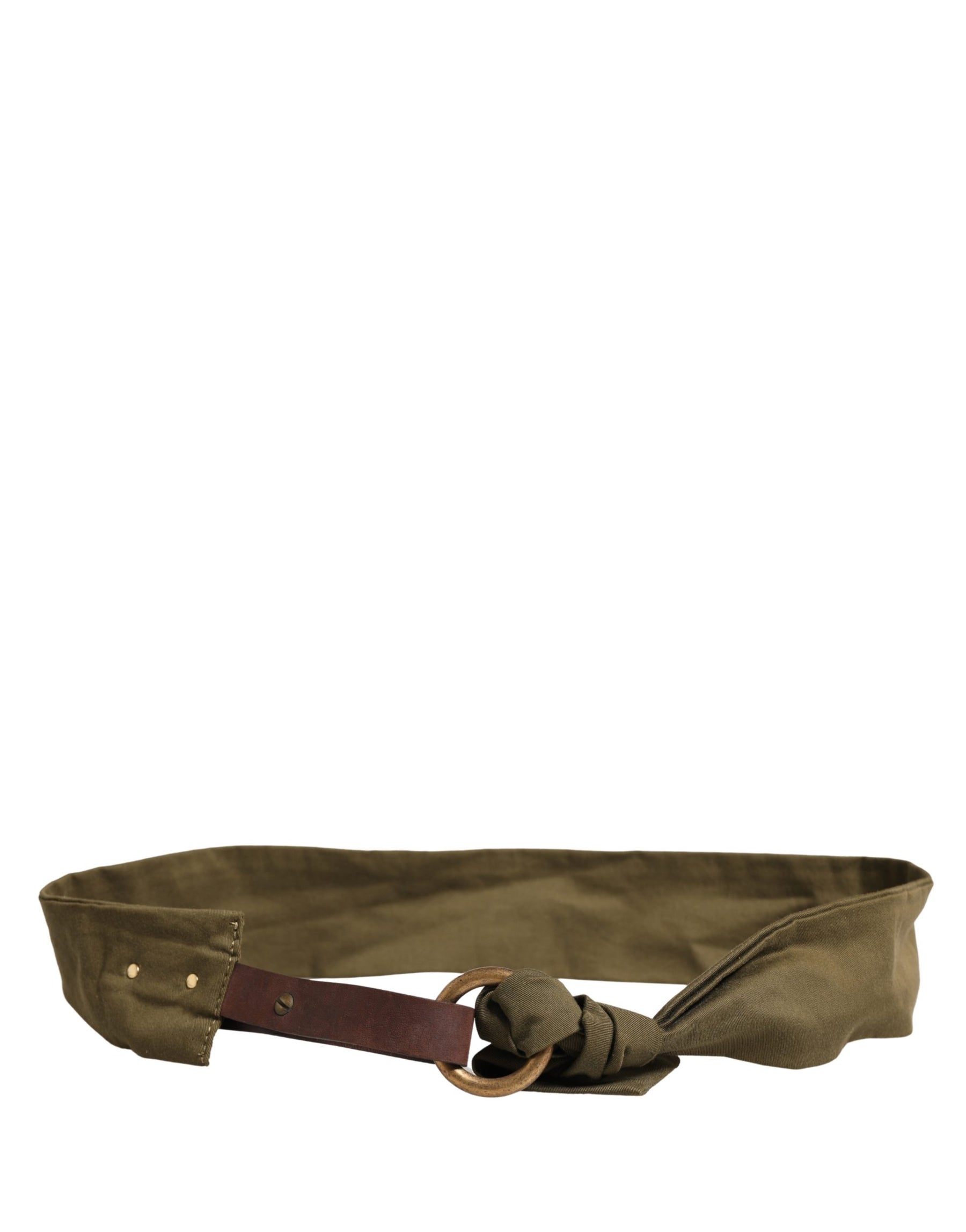 Ermanno Scervino Army Green Cotton Round Buckle Waist Belt | Regal Royce