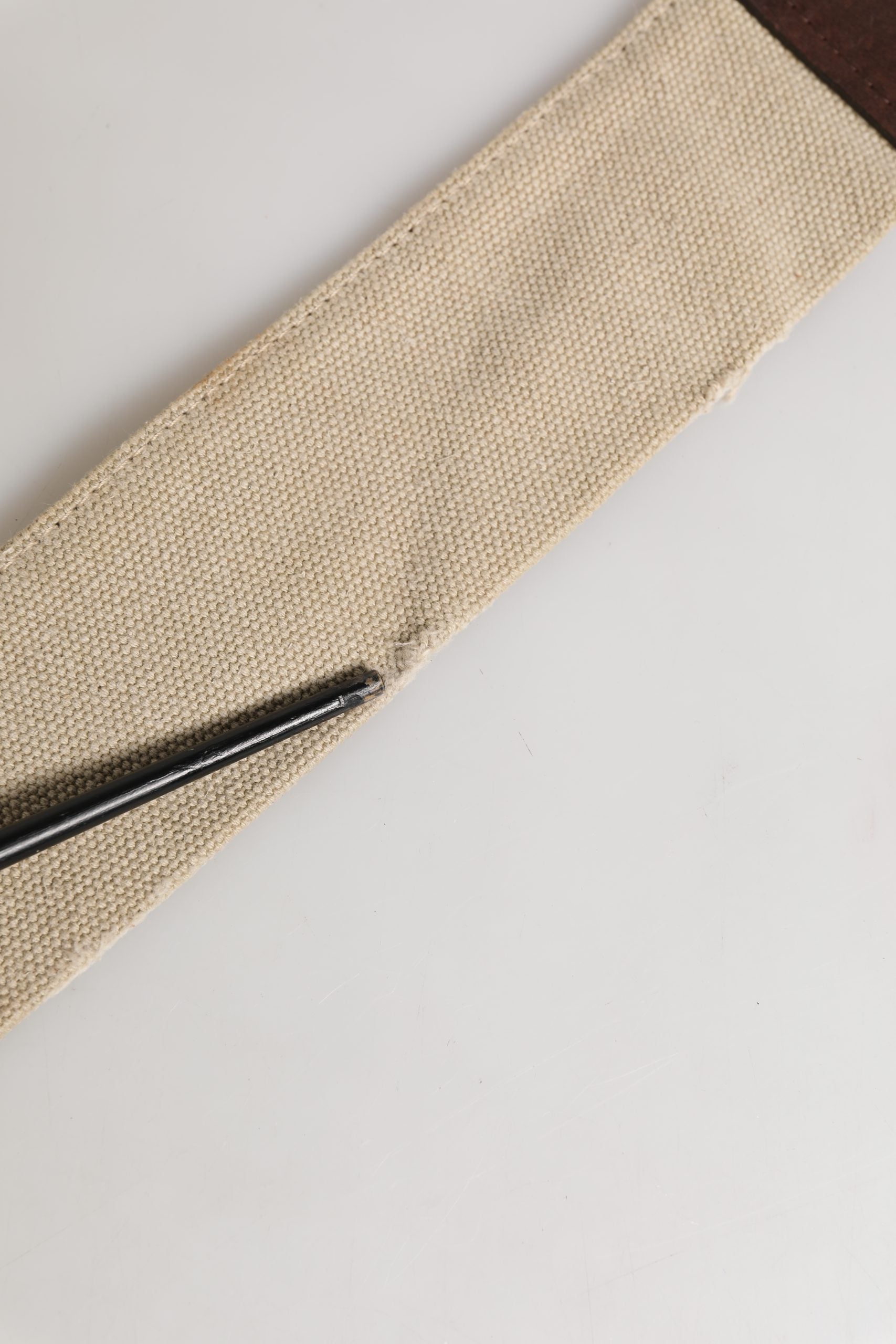 Ermanno Scervino Beige Brown Leather Canvas Metal Buckle Belt | Regal Royce