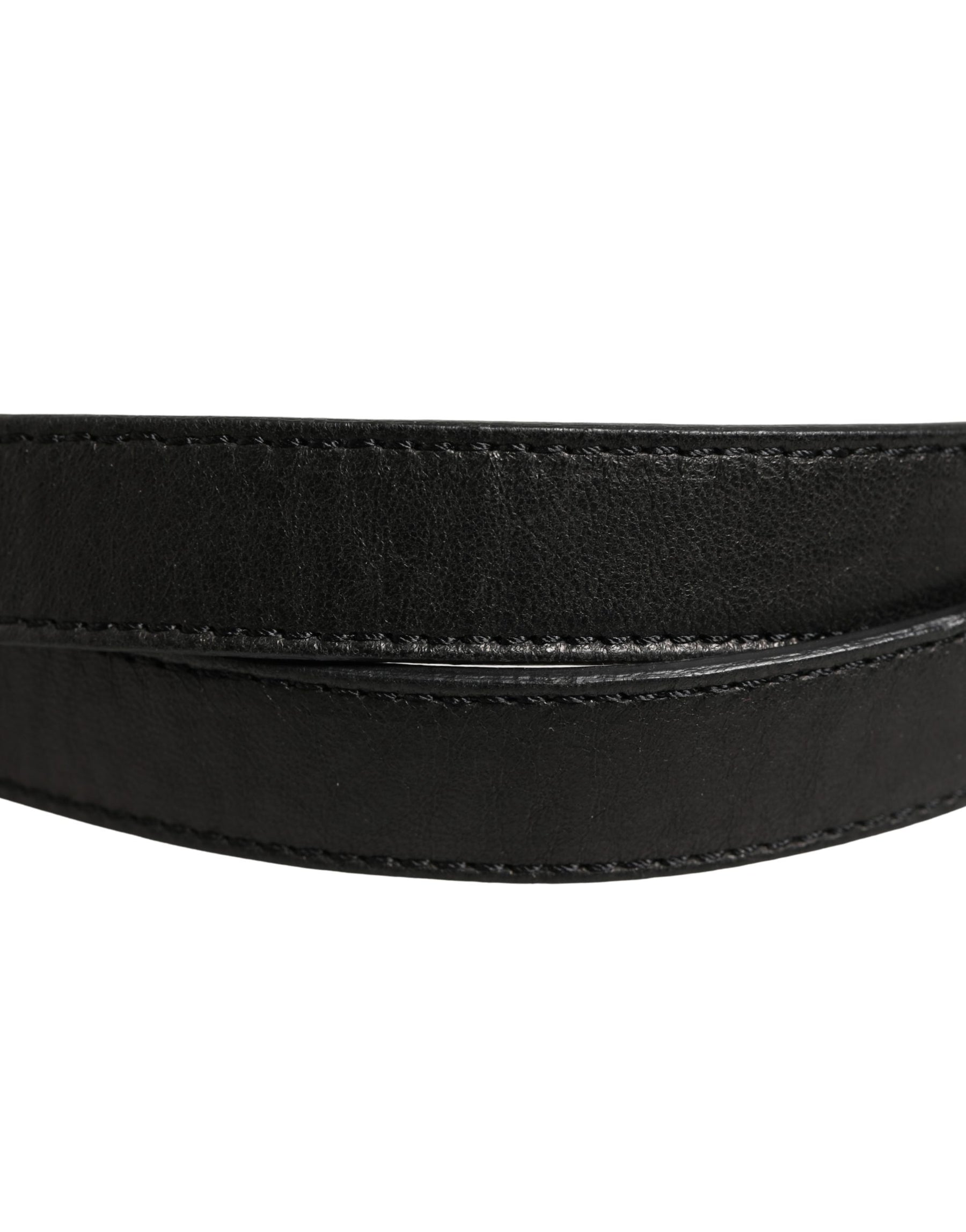 Costume National Black Leather Square Metal Buckle Waist Belt | Regal Royce