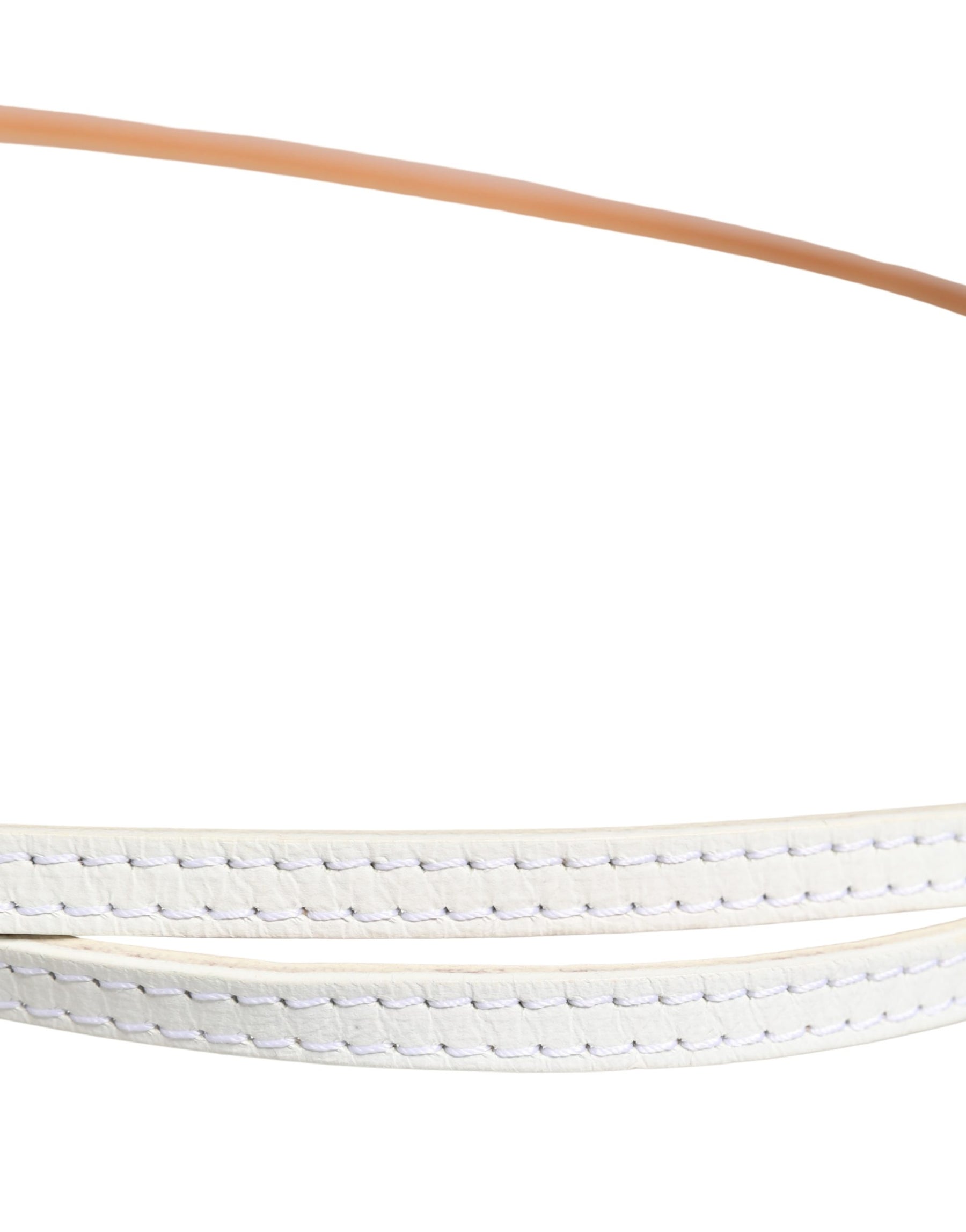 Ermanno Scervino White Leather Skinny Gold Metal Buckle Belt | Regal Royce