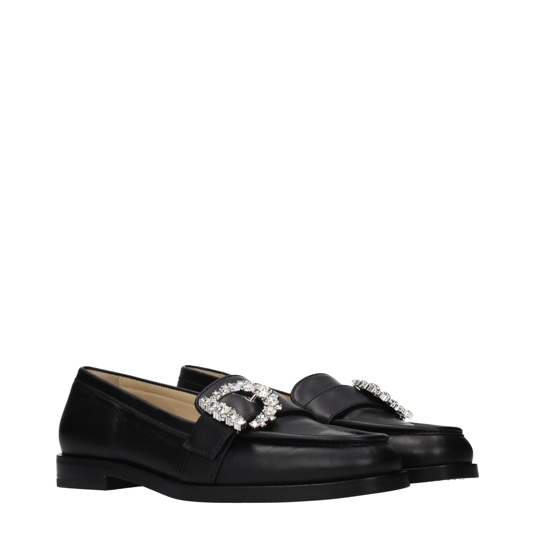 Jimmy Choo Black Leather Slip-On Loafers | Regal Royce