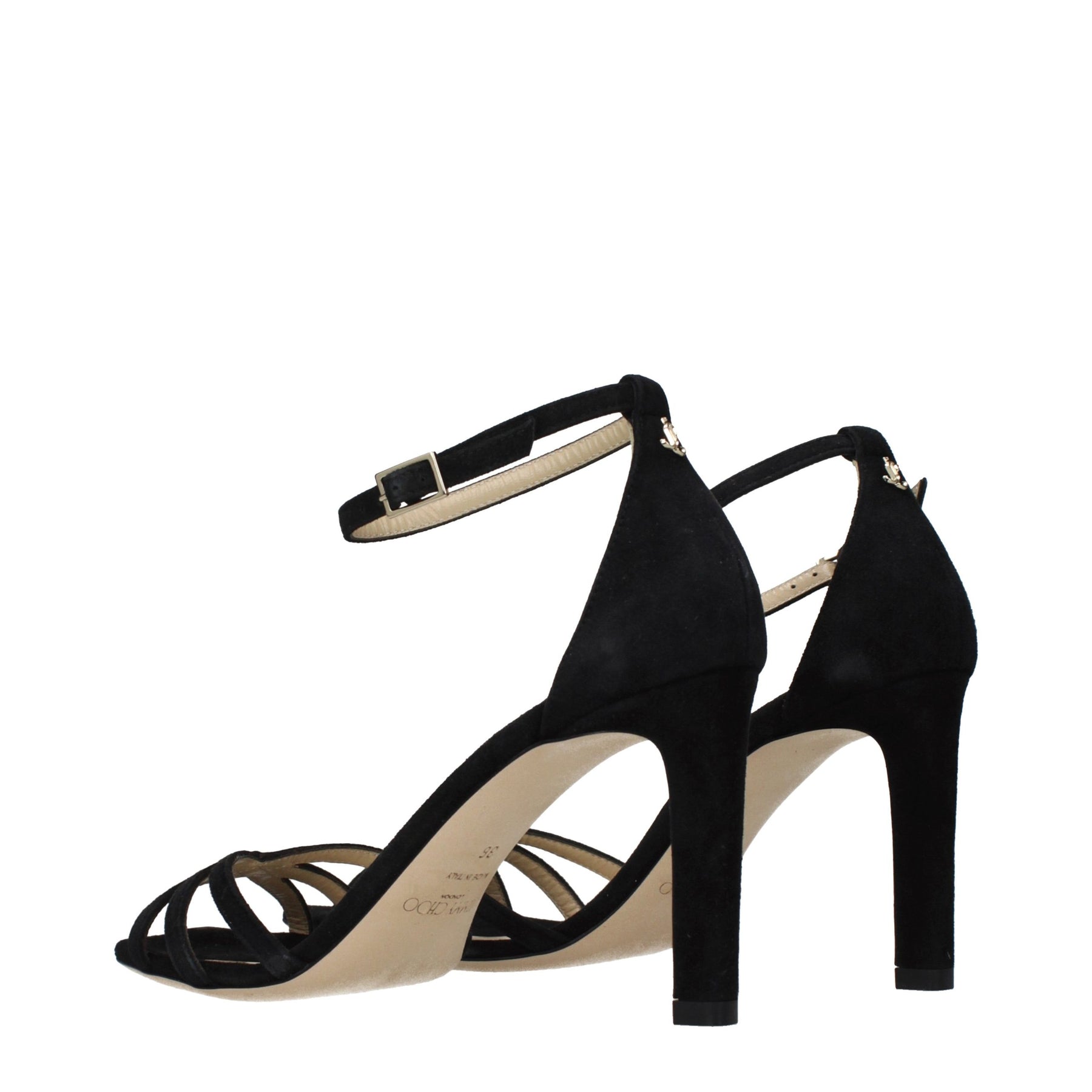 Jimmy Choo Black Leather Stiletto Heel Sandals | Regal Royce