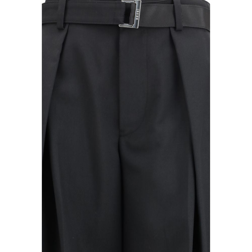 Sacai Black Polyester Casual Pants | Regal Royce