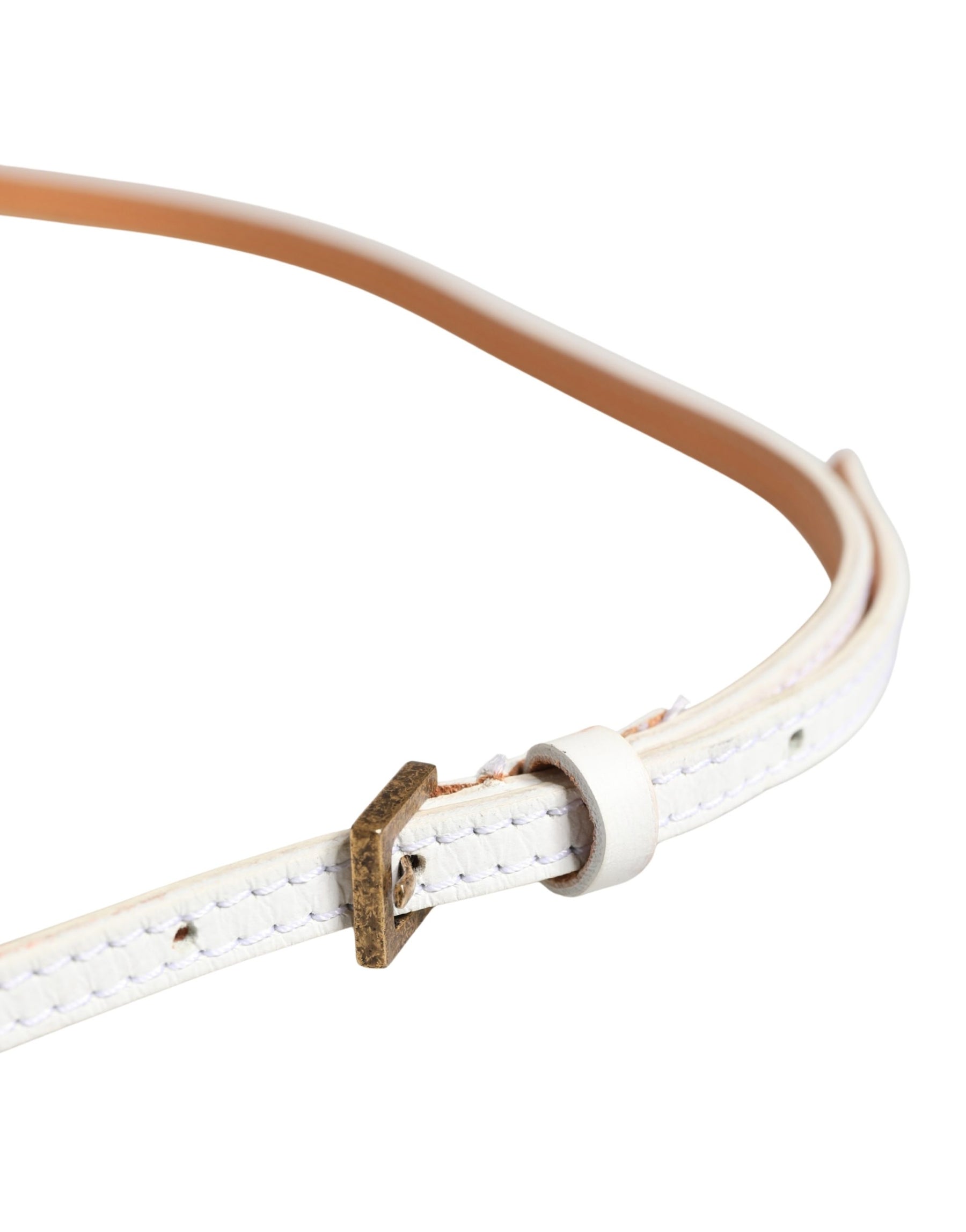 Ermanno Scervino White Leather Skinny Gold Metal Buckle Belt | Regal Royce