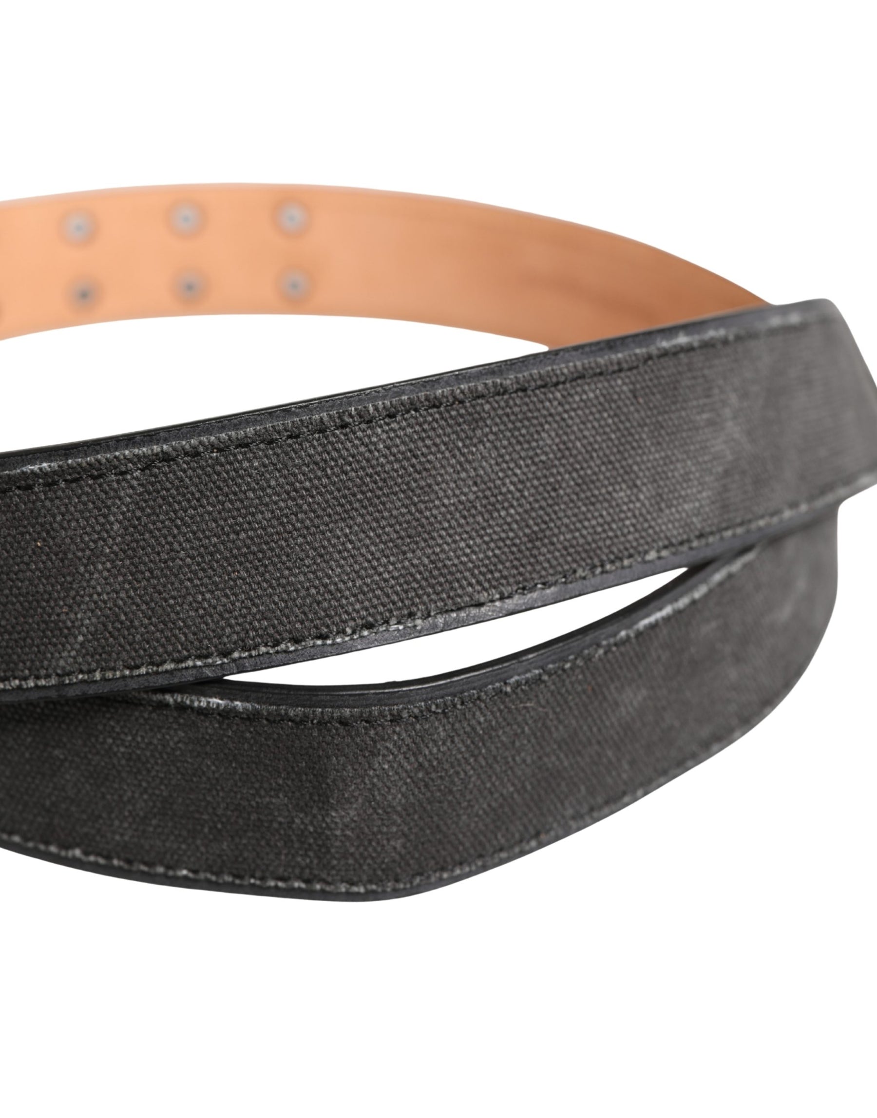 Ermanno Scervino Black Leather Cotton Logo Metal Buckle Belt | Regal Royce