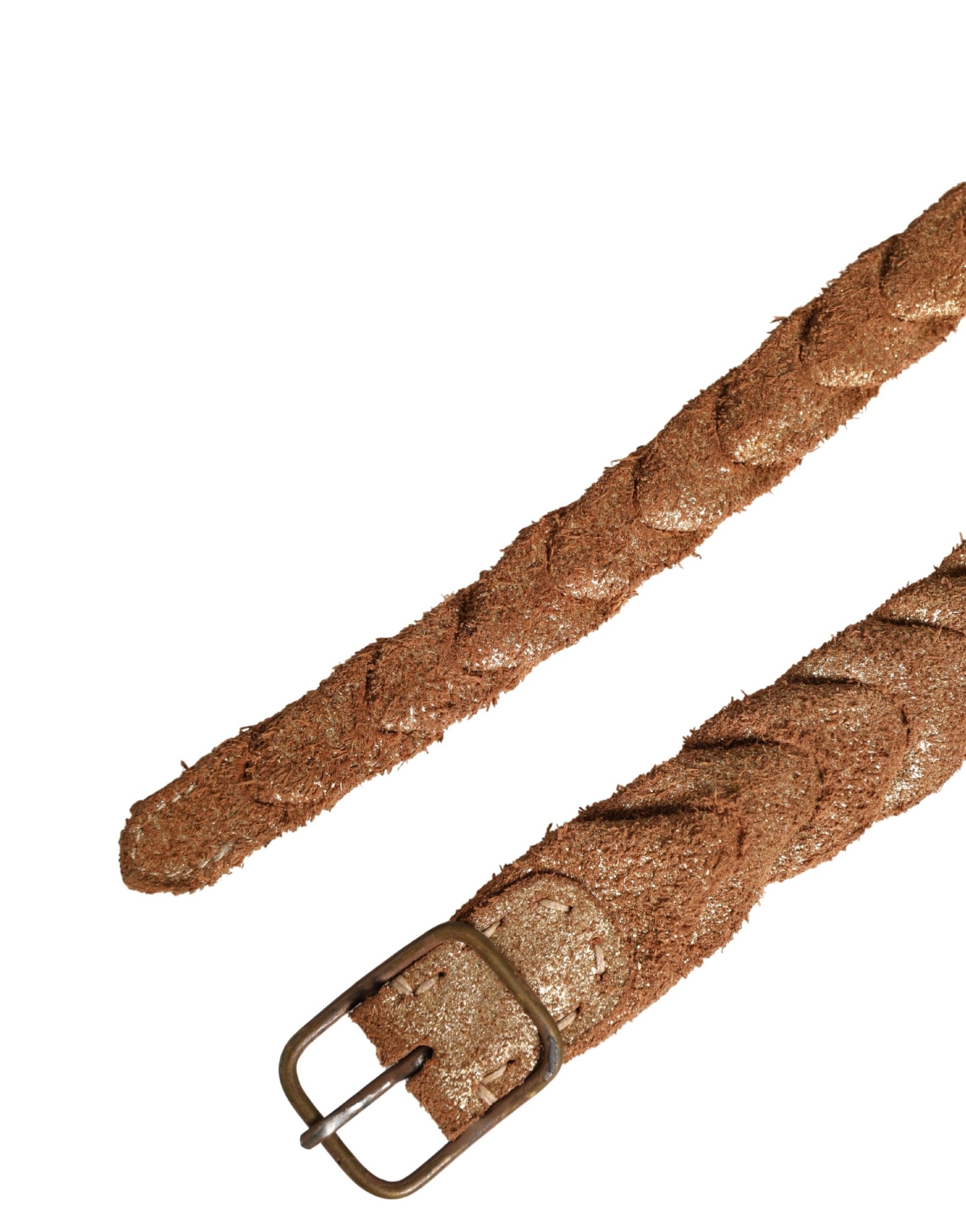 Ermanno Scervino Brown Leather Braided Metal Buckle Belt | Regal Royce