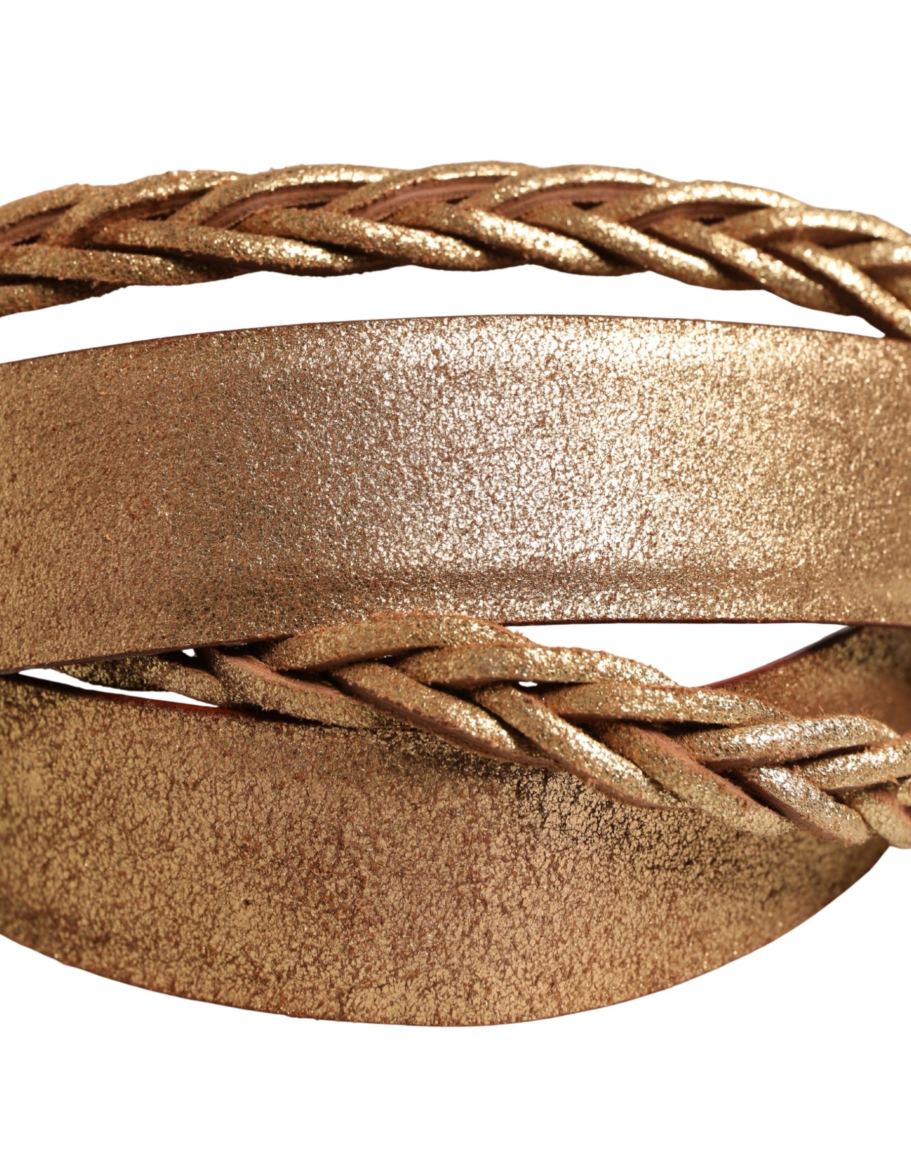 Ermanno Scervino Brown Leather Braided Metal Buckle Belt | Regal Royce