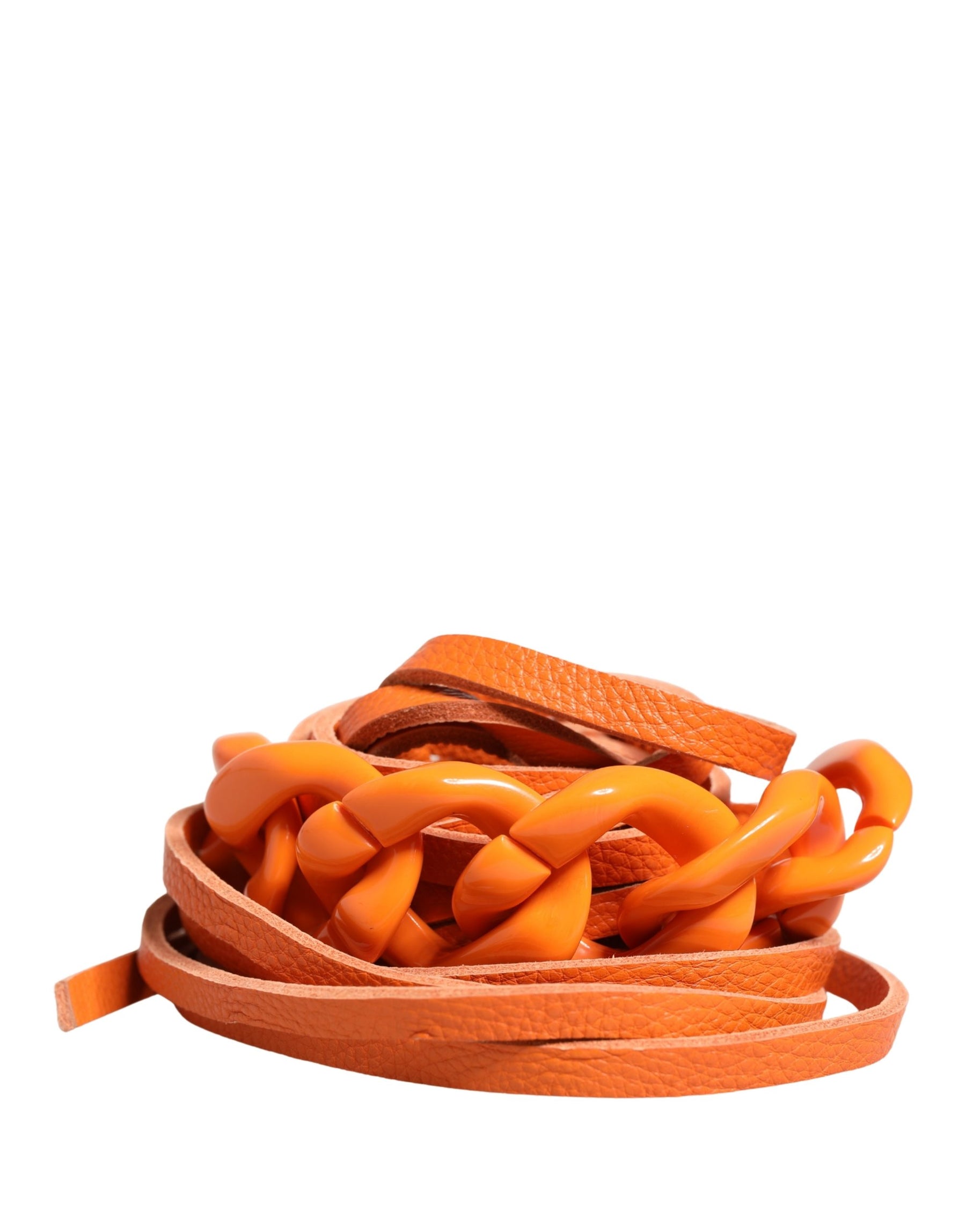 Scervino Street Orange Leather Chain Waist Metal Buckle Belt | Regal Royce