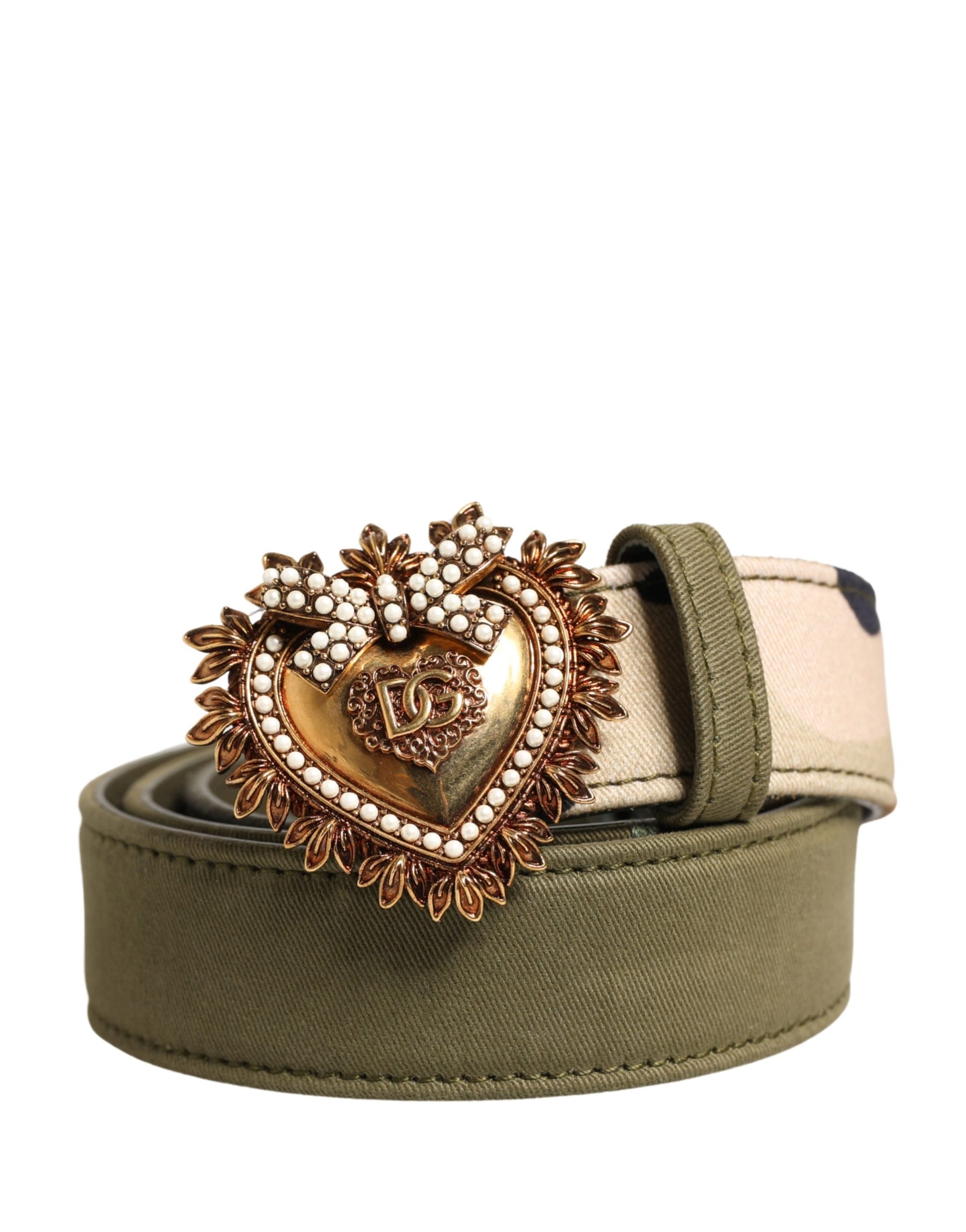 Dolce & Gabbana Green Camouflage Devotion Metal Buckle Belt | Regal Royce
