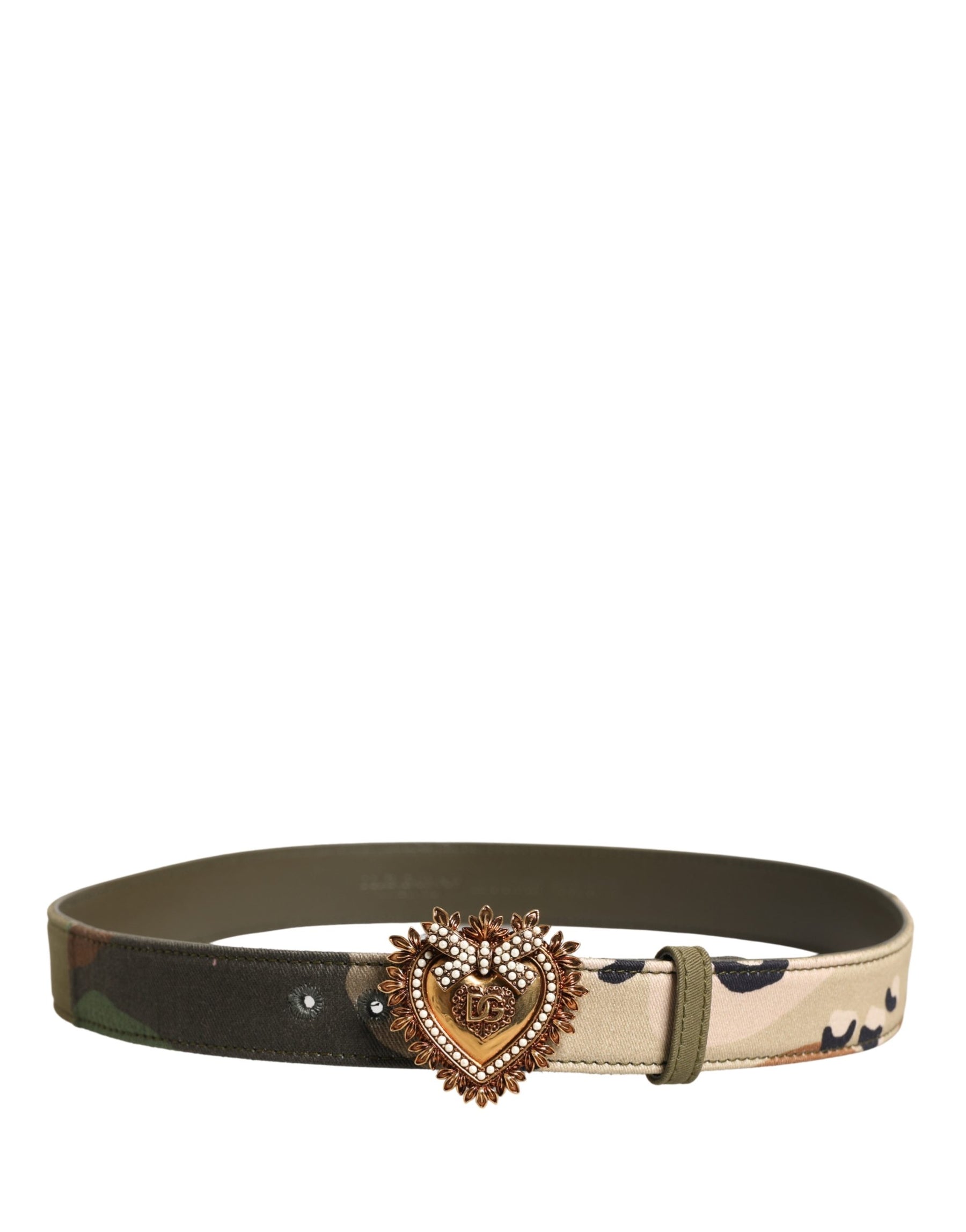 Dolce & Gabbana Green Camouflage Devotion Metal Buckle Belt | Regal Royce
