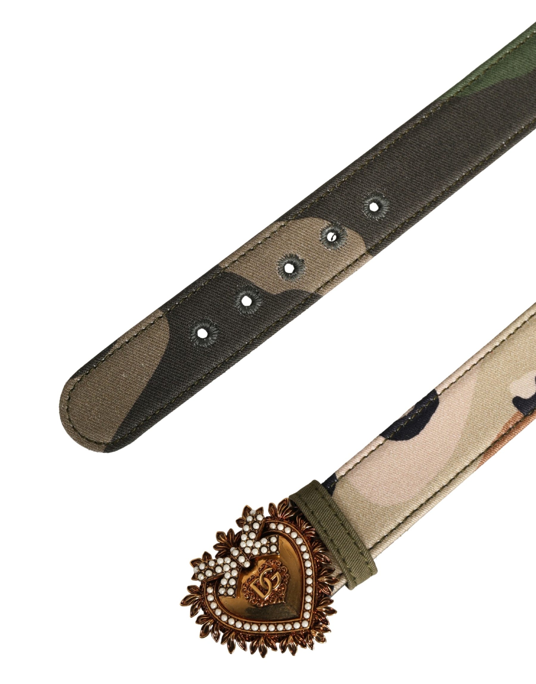 Dolce & Gabbana Green Camouflage Devotion Metal Buckle Belt | Regal Royce