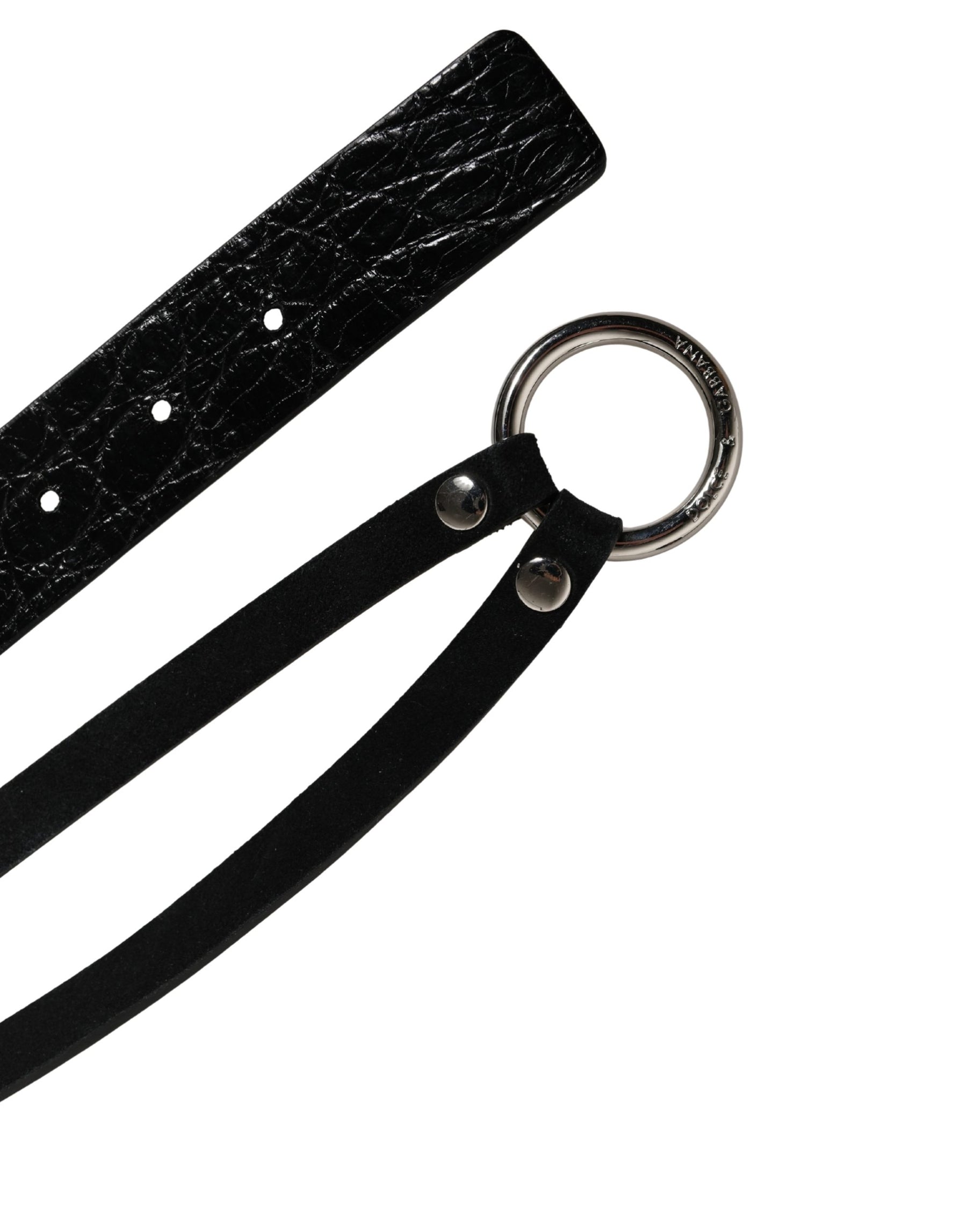 Dolce & Gabbana Black Exotic Leather Silver Metal Buckle Belt | Regal Royce