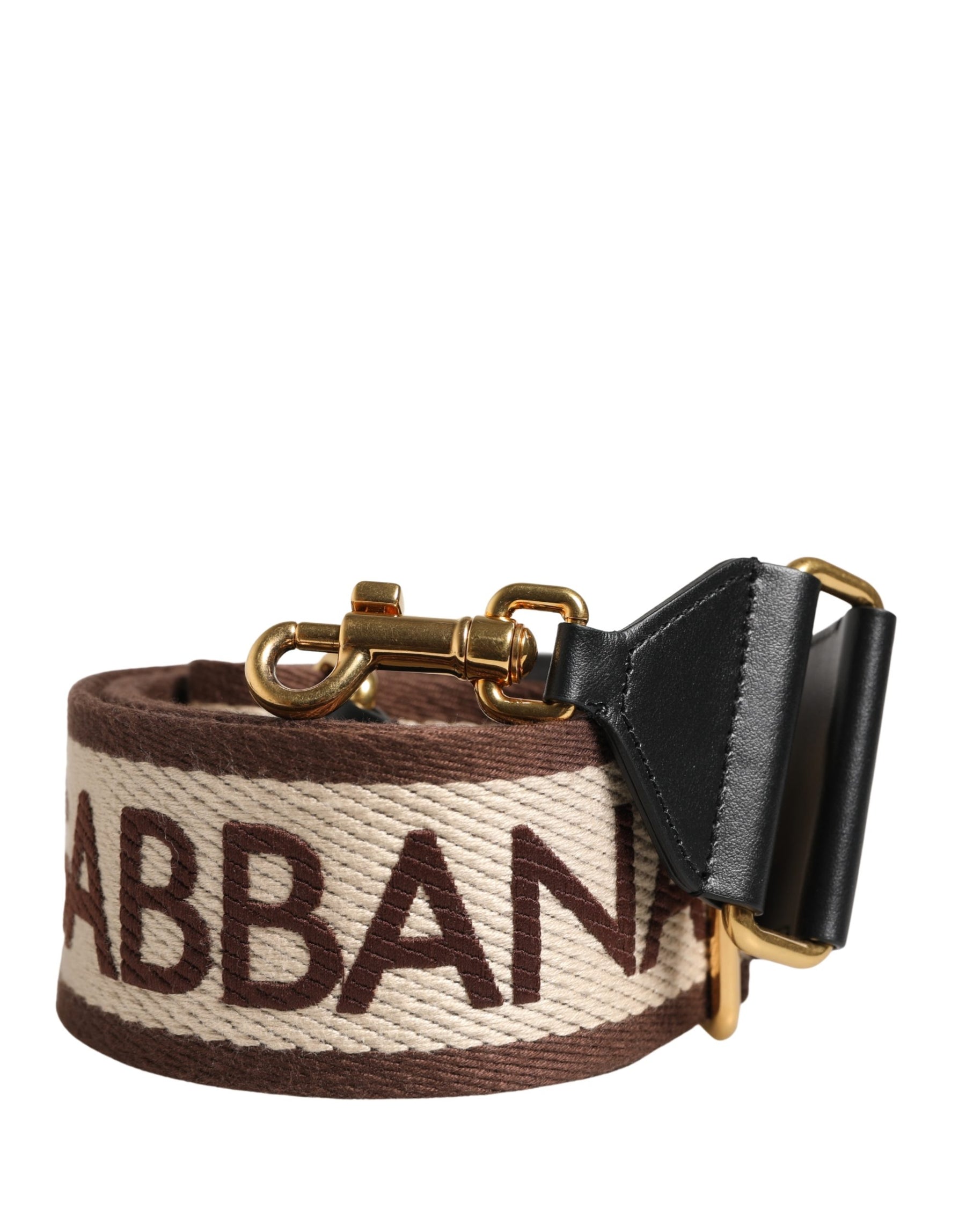 Dolce & Gabbana Beige Logo Print Gold Brass Bag Accessory Shoulder Strap | Regal Royce