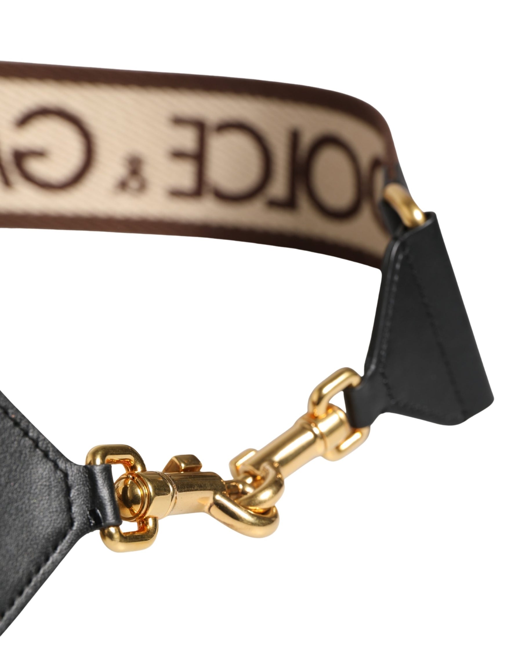 Dolce & Gabbana Beige Logo Print Gold Brass Bag Accessory Shoulder Strap | Regal Royce