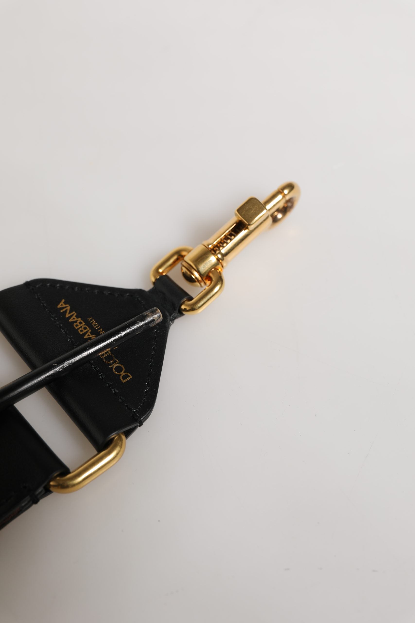 Dolce & Gabbana Beige Logo Print Gold Brass Bag Accessory Shoulder Strap | Regal Royce