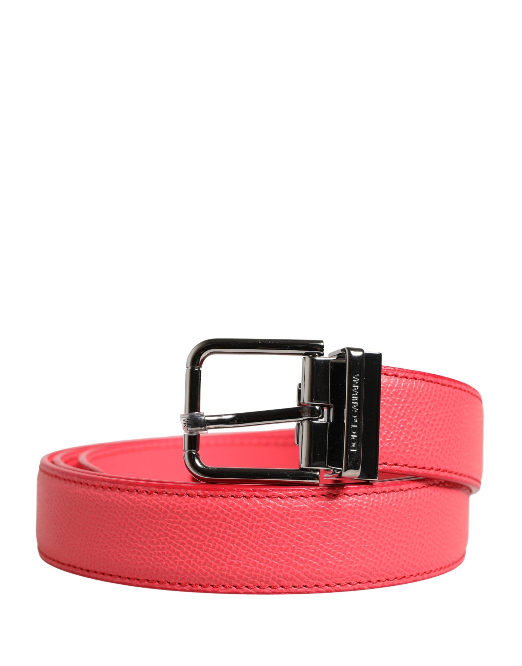 Dolce & Gabbana Pink Calf Leather Silver Metal Buckle Belt | Regal Royce