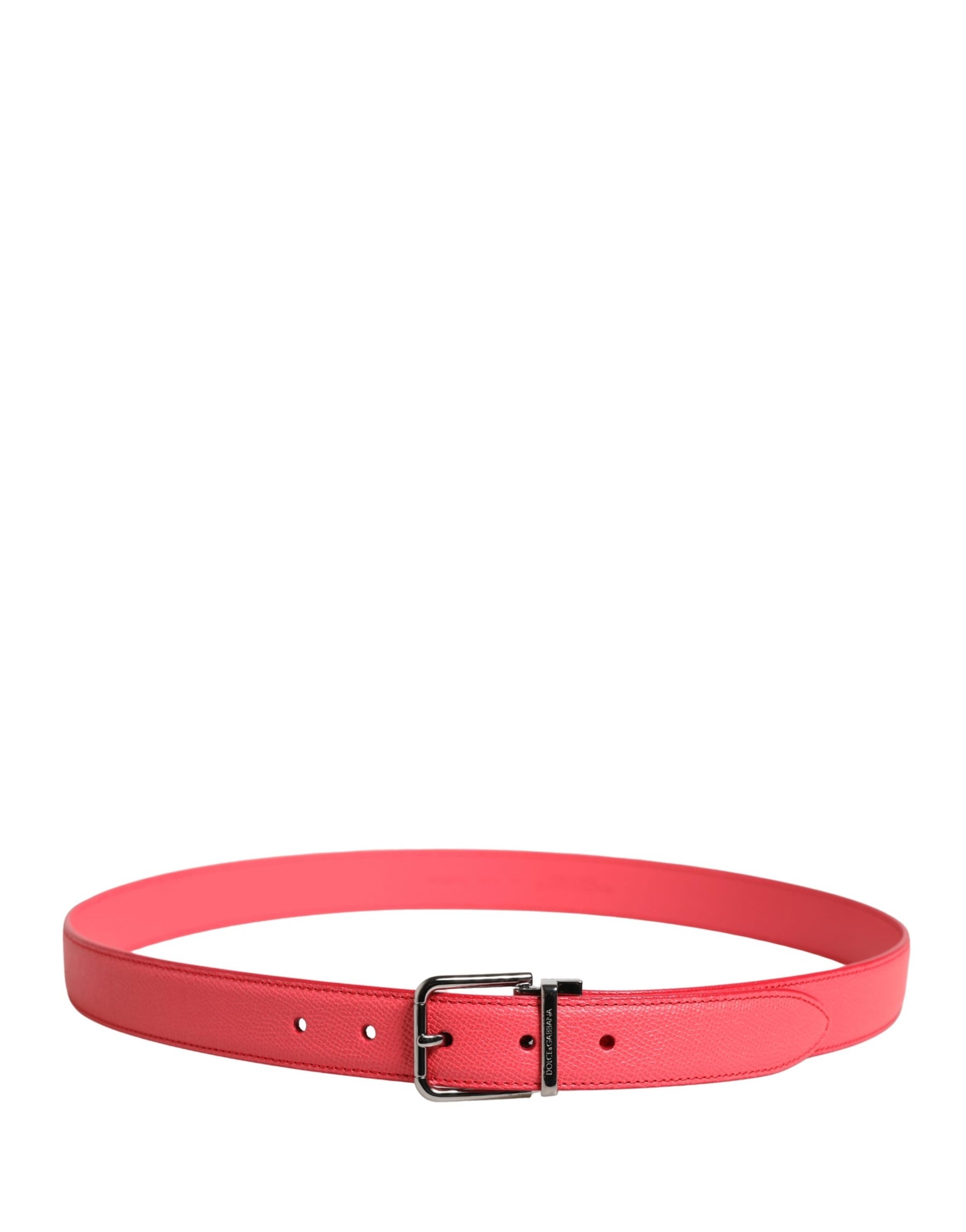 Dolce & Gabbana Pink Calf Leather Silver Metal Buckle Belt | Regal Royce
