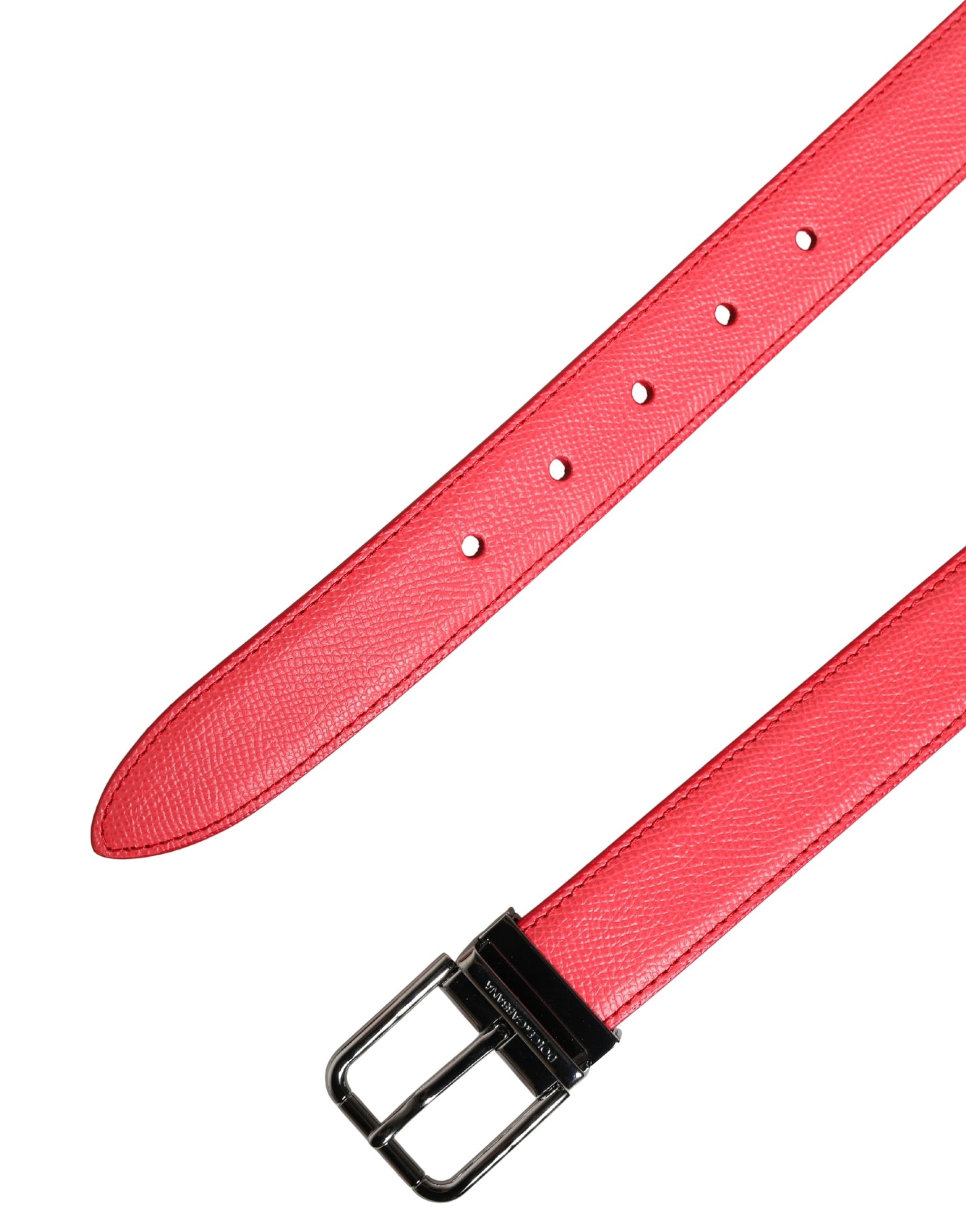 Dolce & Gabbana Pink Calf Leather Silver Metal Buckle Belt | Regal Royce