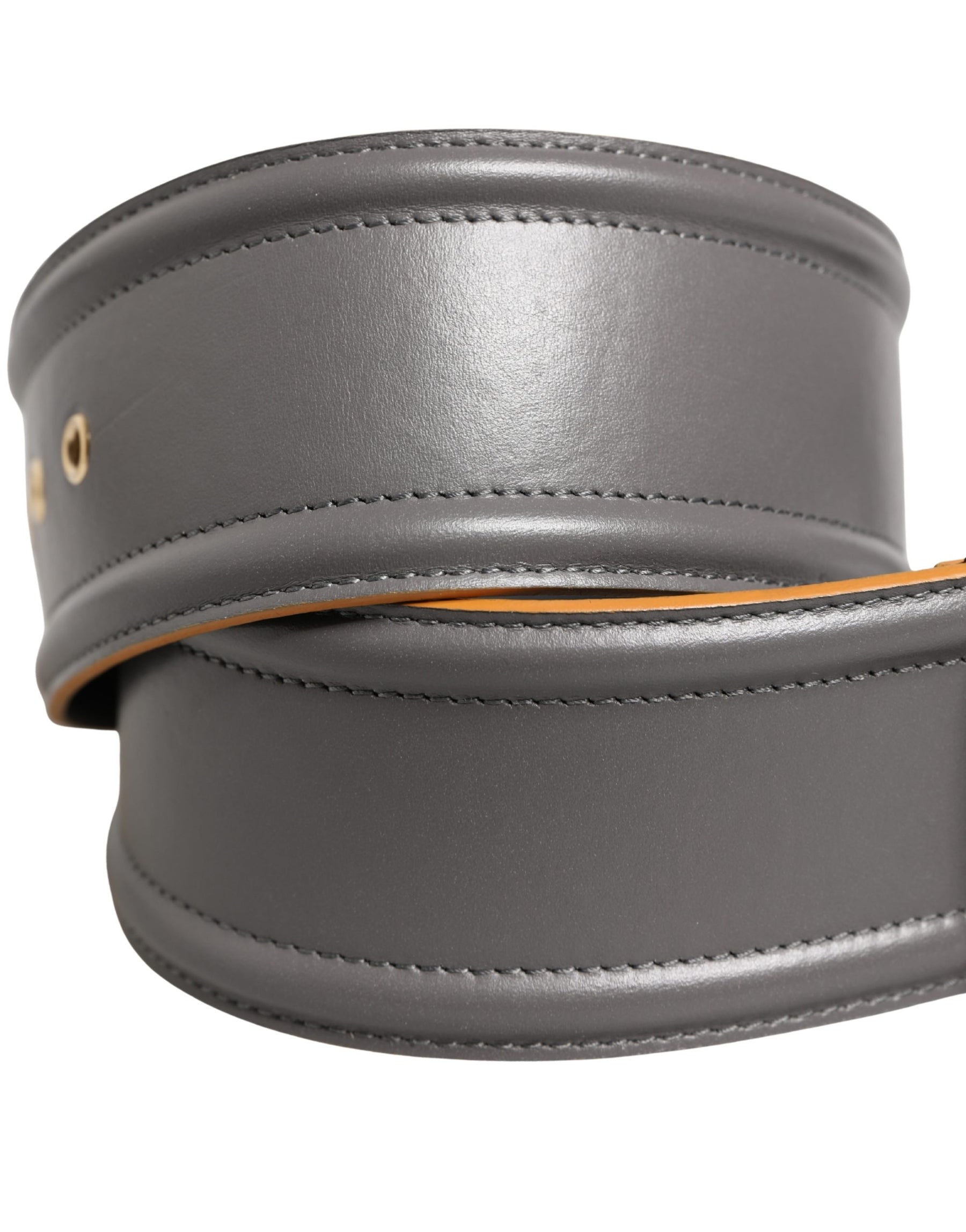 Patrizia Pepe Gray Genuine Leather Square Silver Metal Buckle Belt | Regal Royce