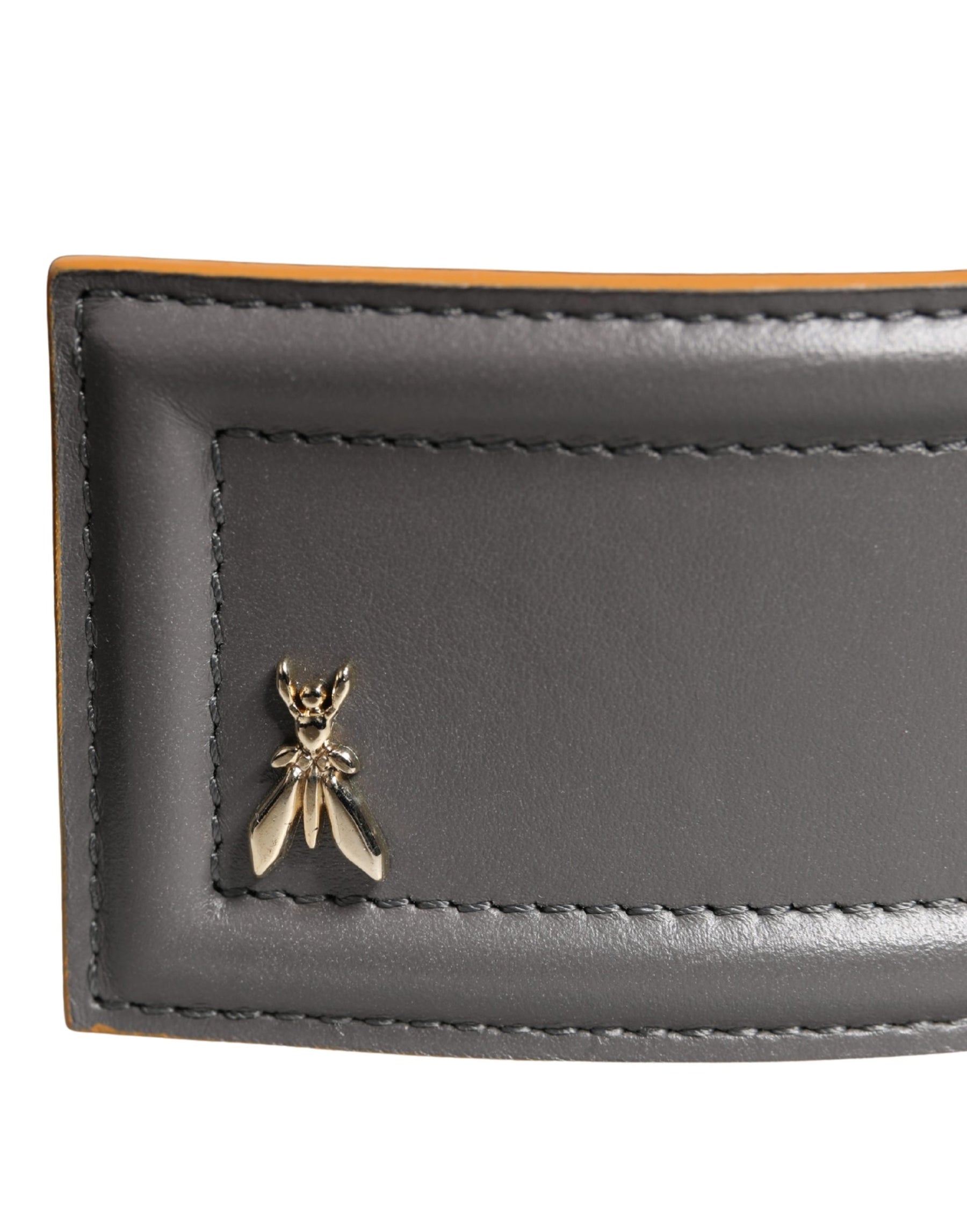 Patrizia Pepe Gray Genuine Leather Square Silver Metal Buckle Belt | Regal Royce