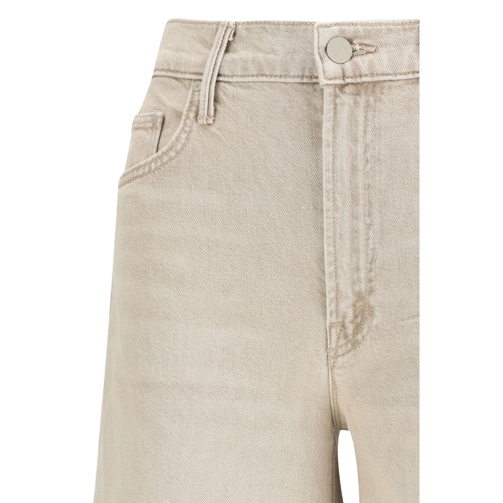 Mother Denim Beige Cotton Flared Jeans | Regal Royce