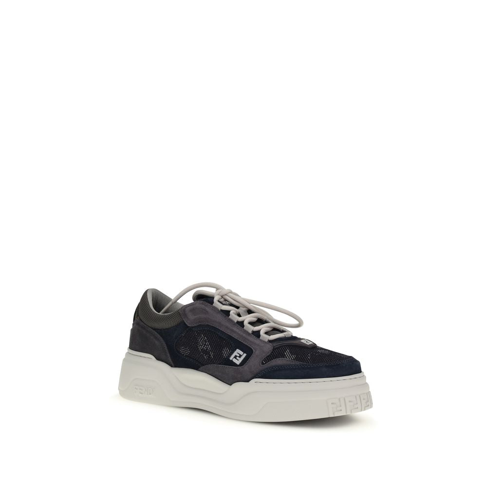Fendi Gray Calf Leather Bos Taurus Athletic Sneakers | Regal Royce