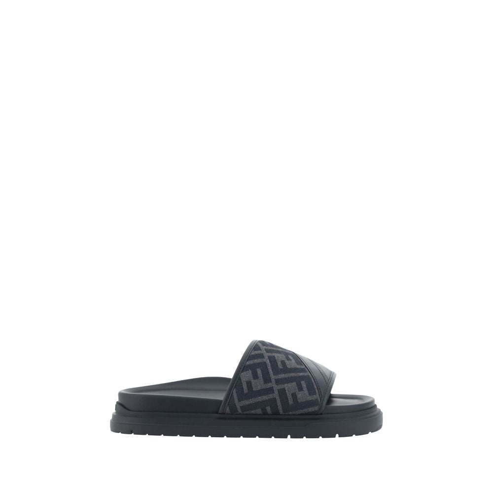 Fendi Gray Fabric Flat Sandals | Regal Royce