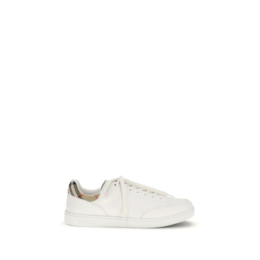 Burberry White Calf Leather Bos Taurus Low Top Sneakers | Regal Royce