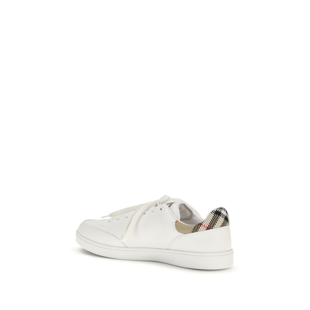 Burberry White Calf Leather Bos Taurus Low Top Sneakers | Regal Royce