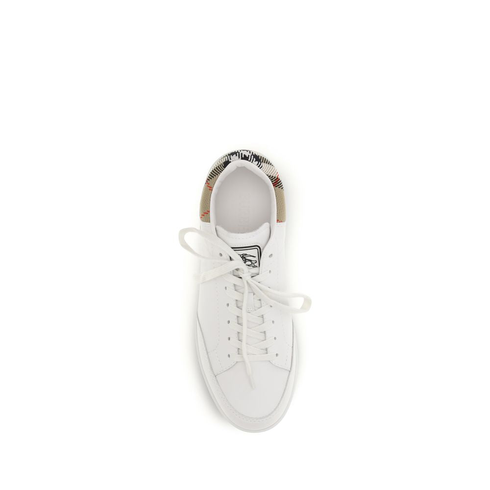 Burberry White Calf Leather Bos Taurus Low Top Sneakers | Regal Royce