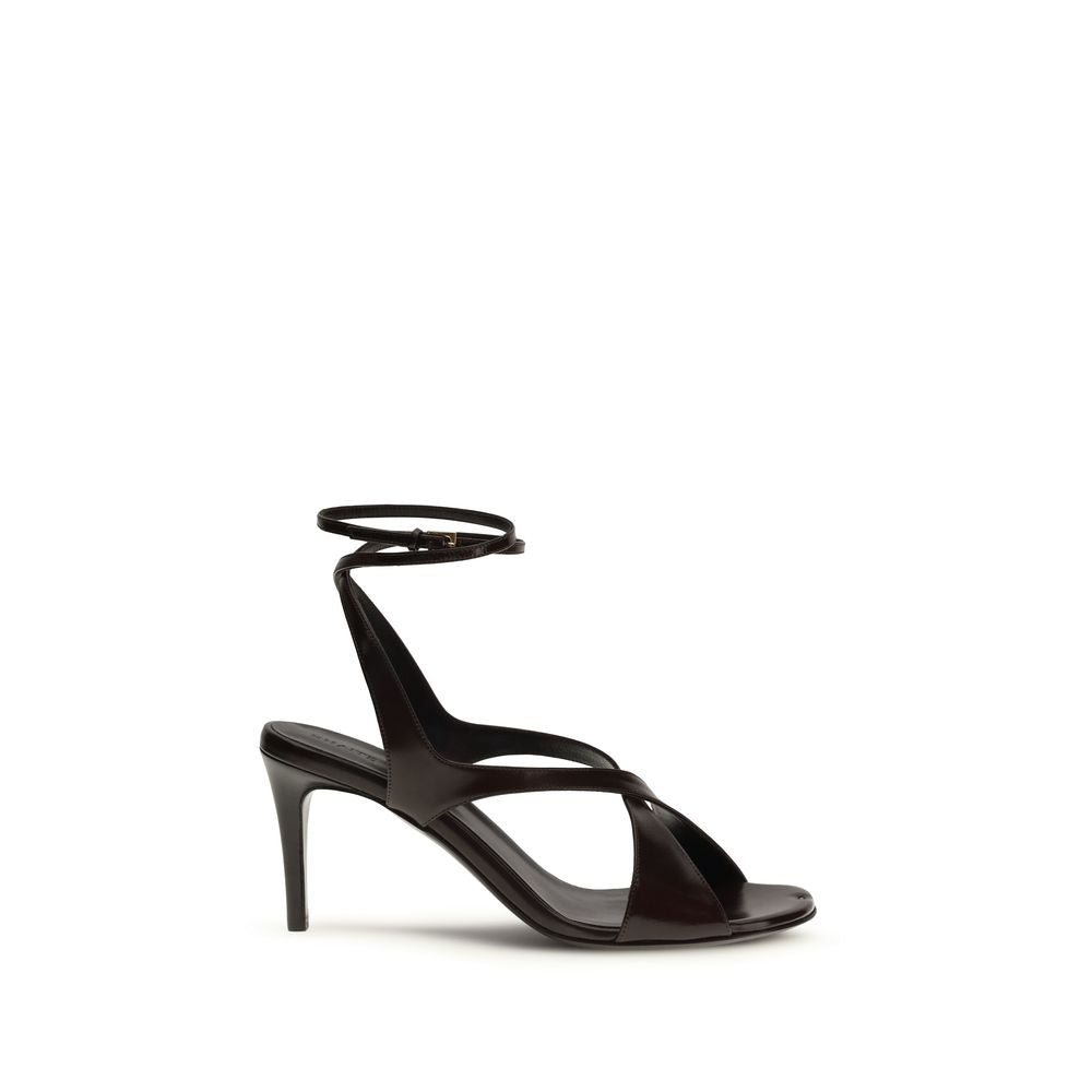 Khaite Black Calf Leather Bos Taurus Strap-On Sandals | Regal Royce