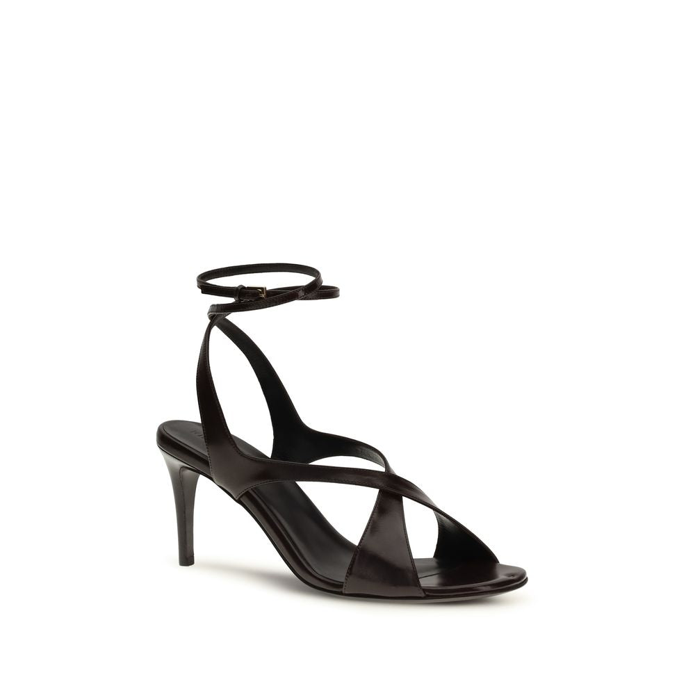Khaite Black Calf Leather Bos Taurus Strap-On Sandals | Regal Royce