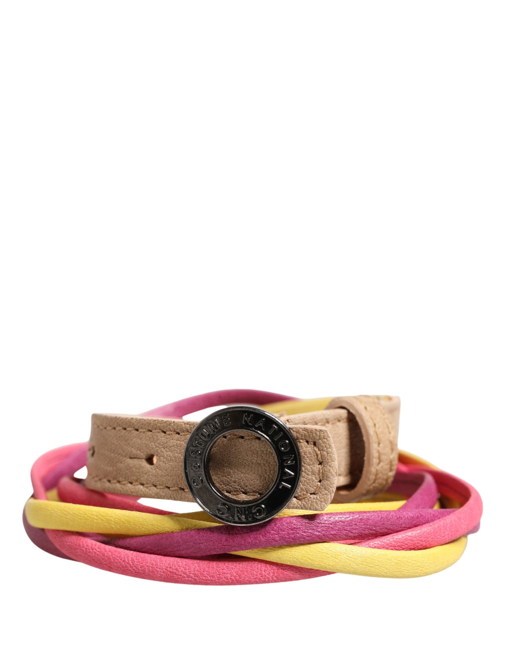 Costume National Multicolor Twisted Leather Circle Buckle Belt | Regal Royce
