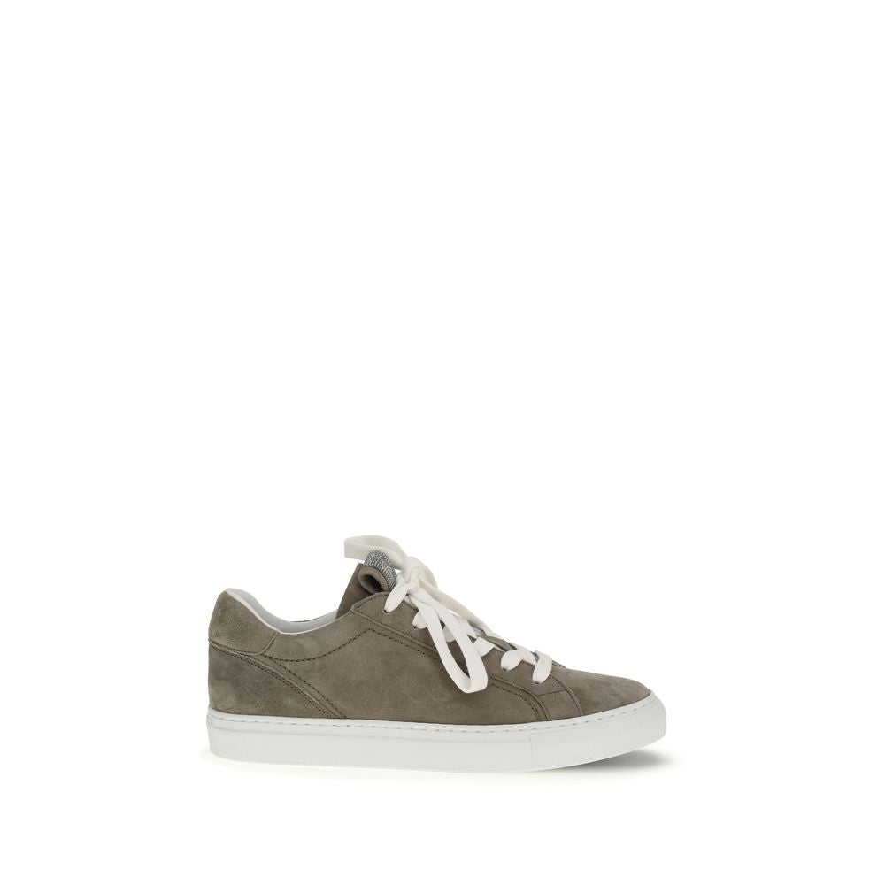 Brunello Cucinelli Gray Calf Leather Bos Taurus Sneakers | Regal Royce