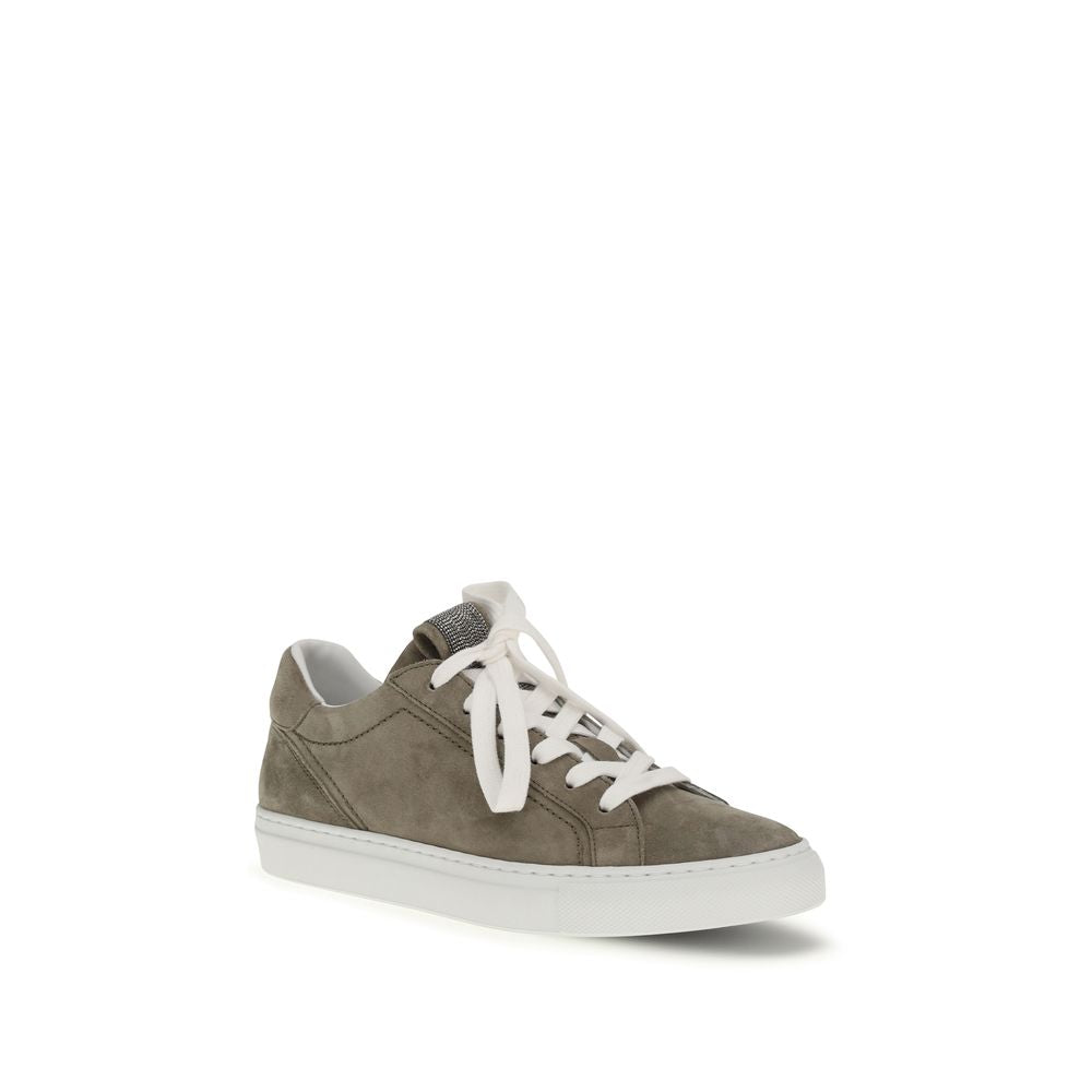 Brunello Cucinelli Gray Calf Leather Bos Taurus Sneakers | Regal Royce
