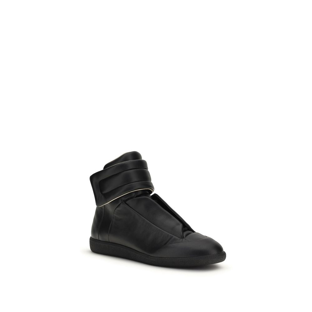 Margiela Black Calf Leather Bos Taurus High Top Sneakers | Regal Royce