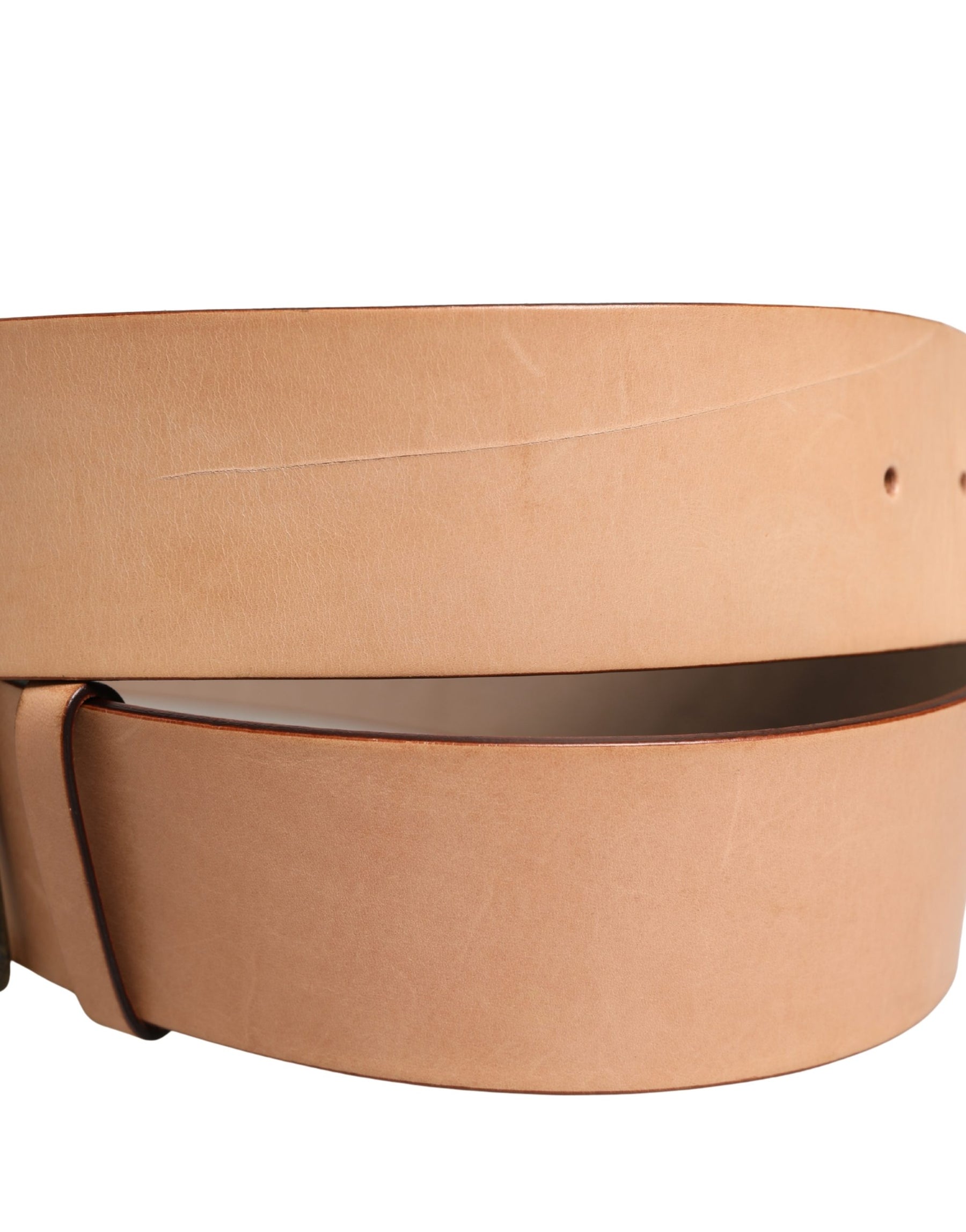 Patrizia Pepe Beige Genuine Leather Wide Waist Metal Buckle Belt | Regal Royce