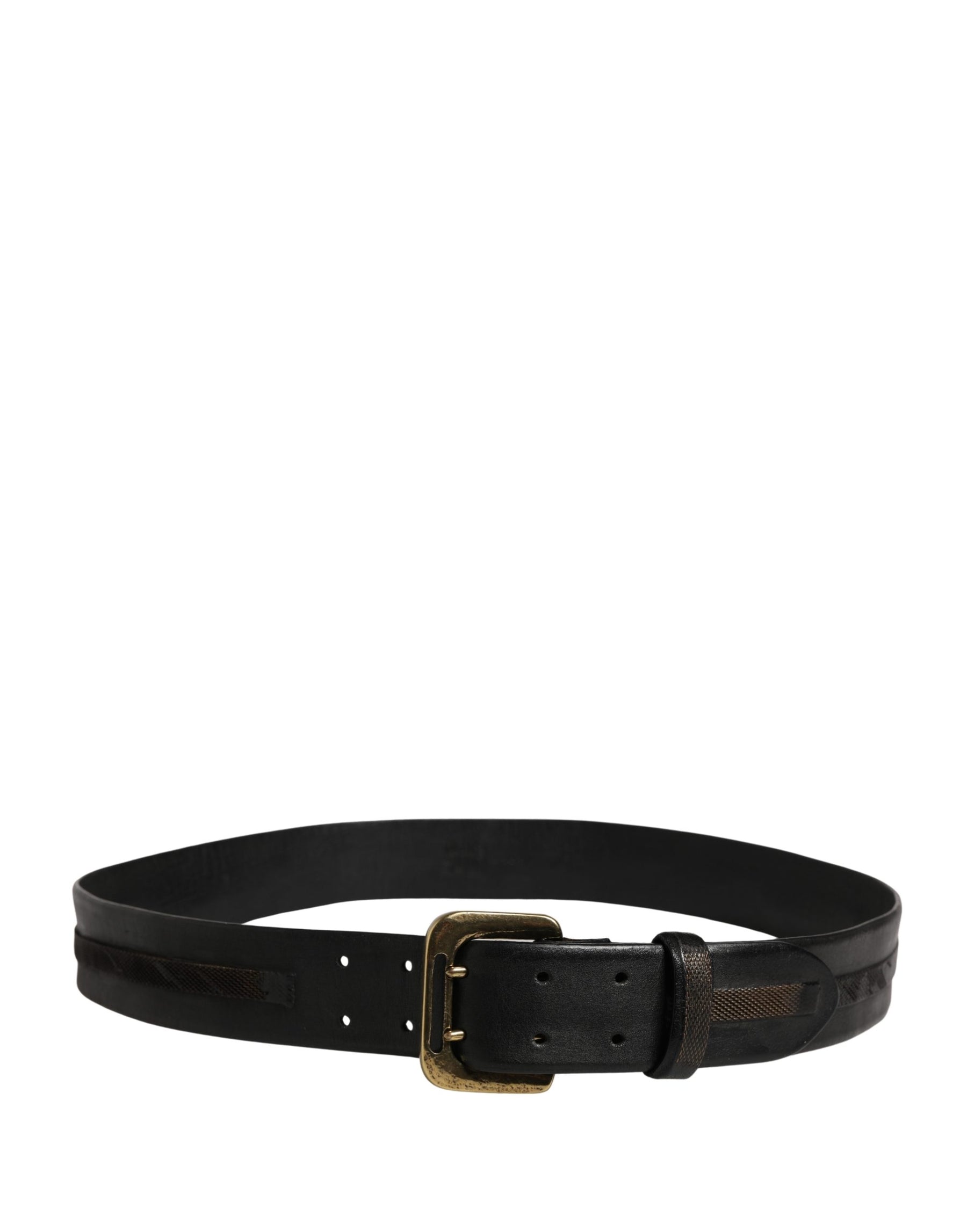 PLEIN SUD Black Leather Gold Metal Buckle Waist Women Belt | Regal Royce