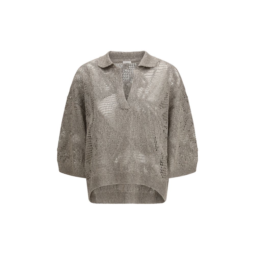 Brunello Cucinelli Beige Linen Polo Shirt | Regal Royce